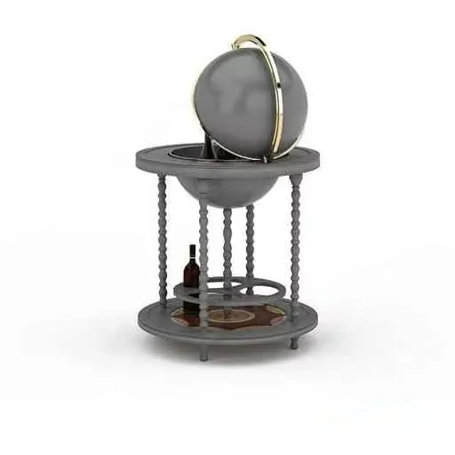A Gray Globe Stand With A Bottle 3D Model – 5190 – VRAY Render