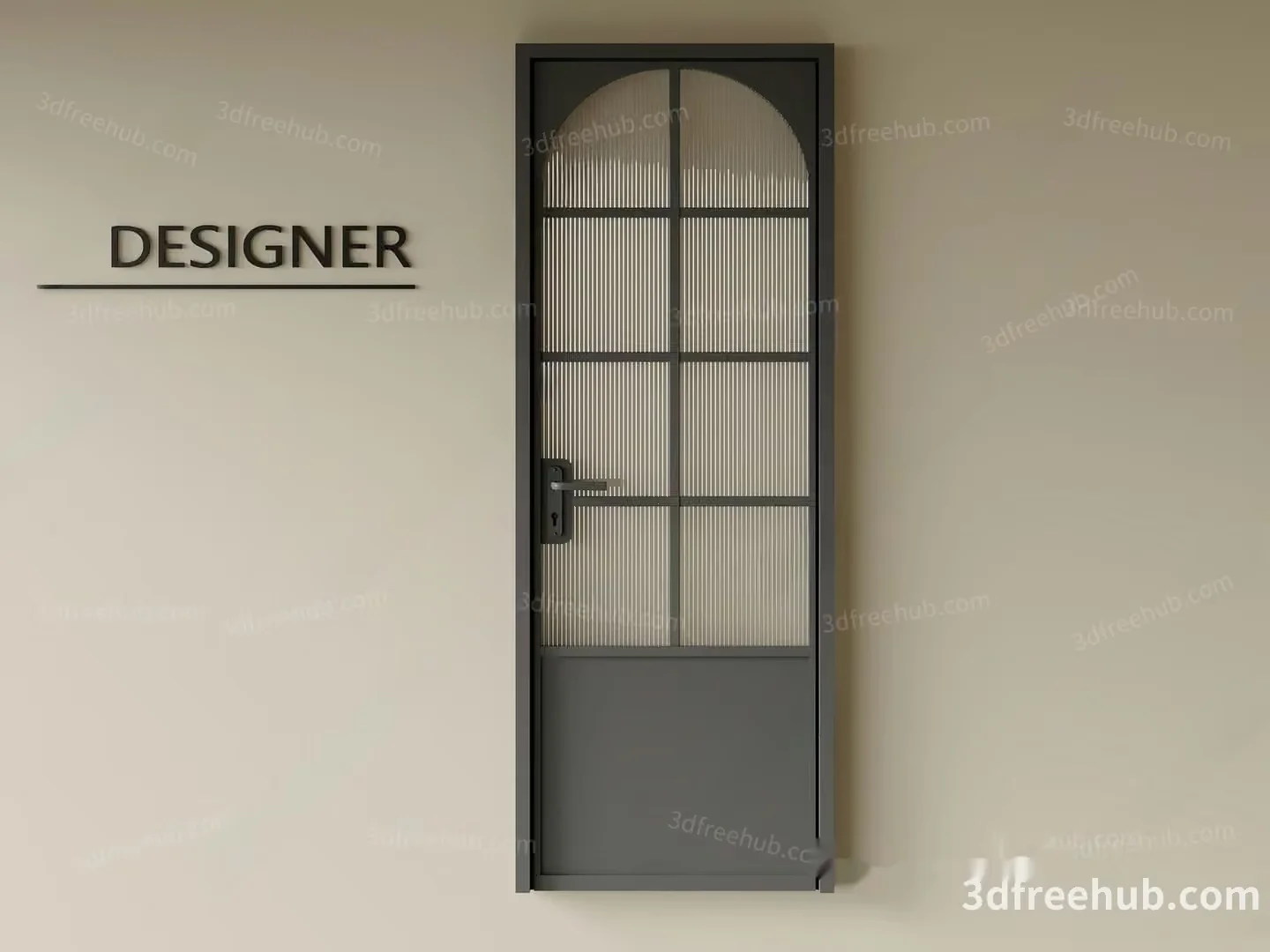 A 3D Rendering Of A Door With A Glass Panel 3D Model – 19160 – VRAY Render