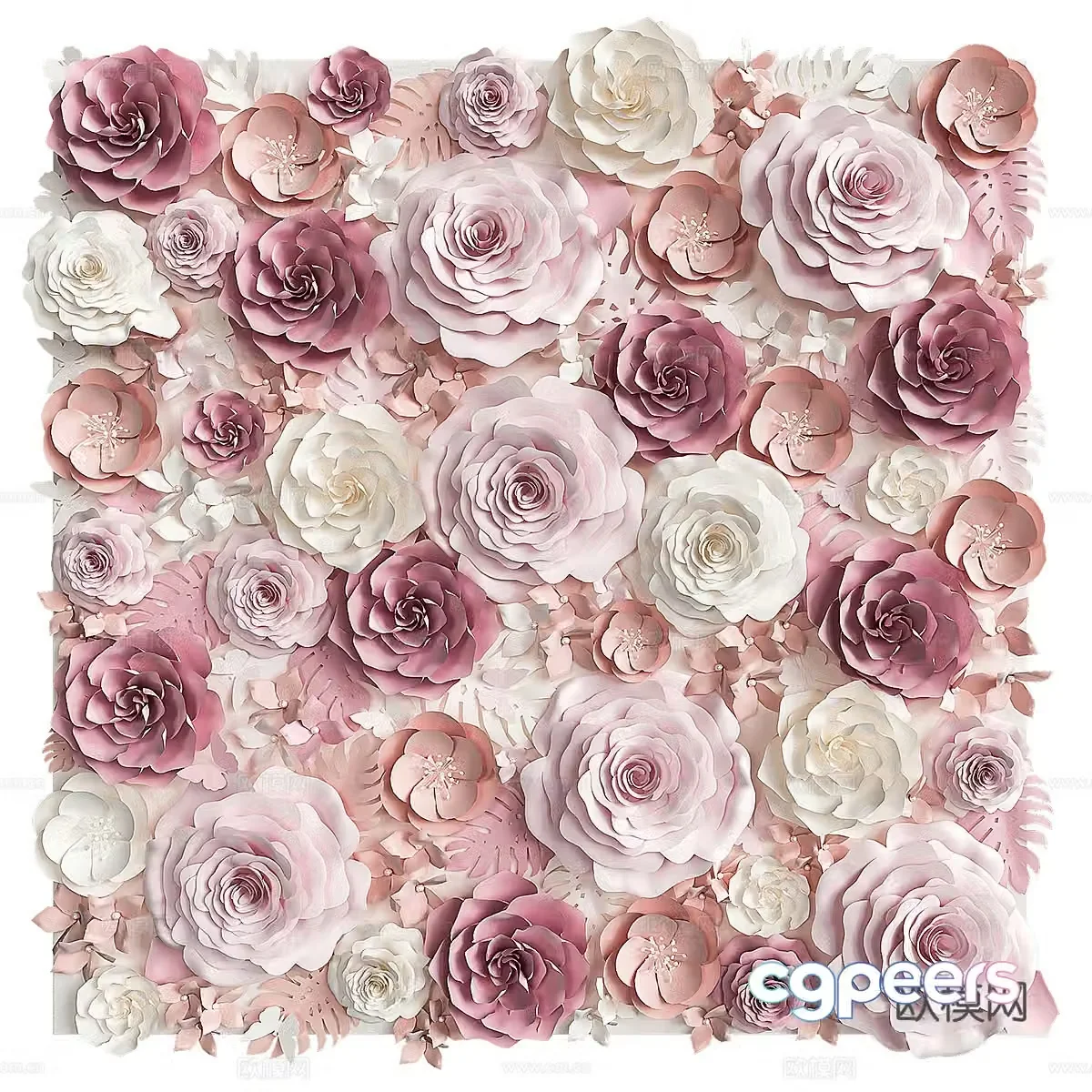 Paper flower wall 3d model