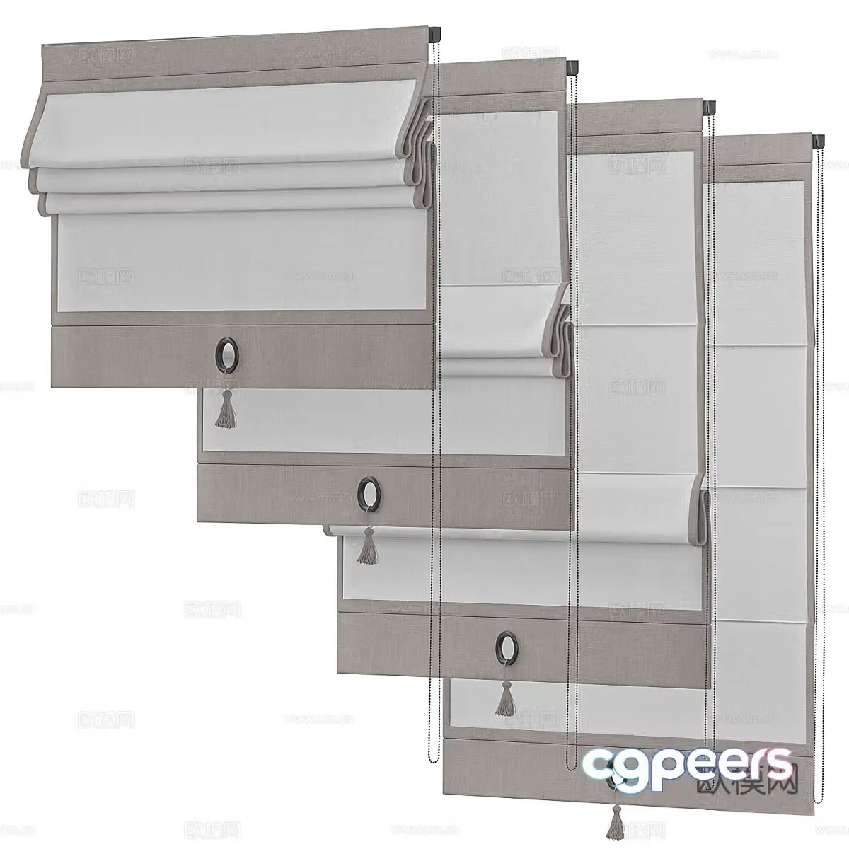 New Chinese Roman curtain 3D model