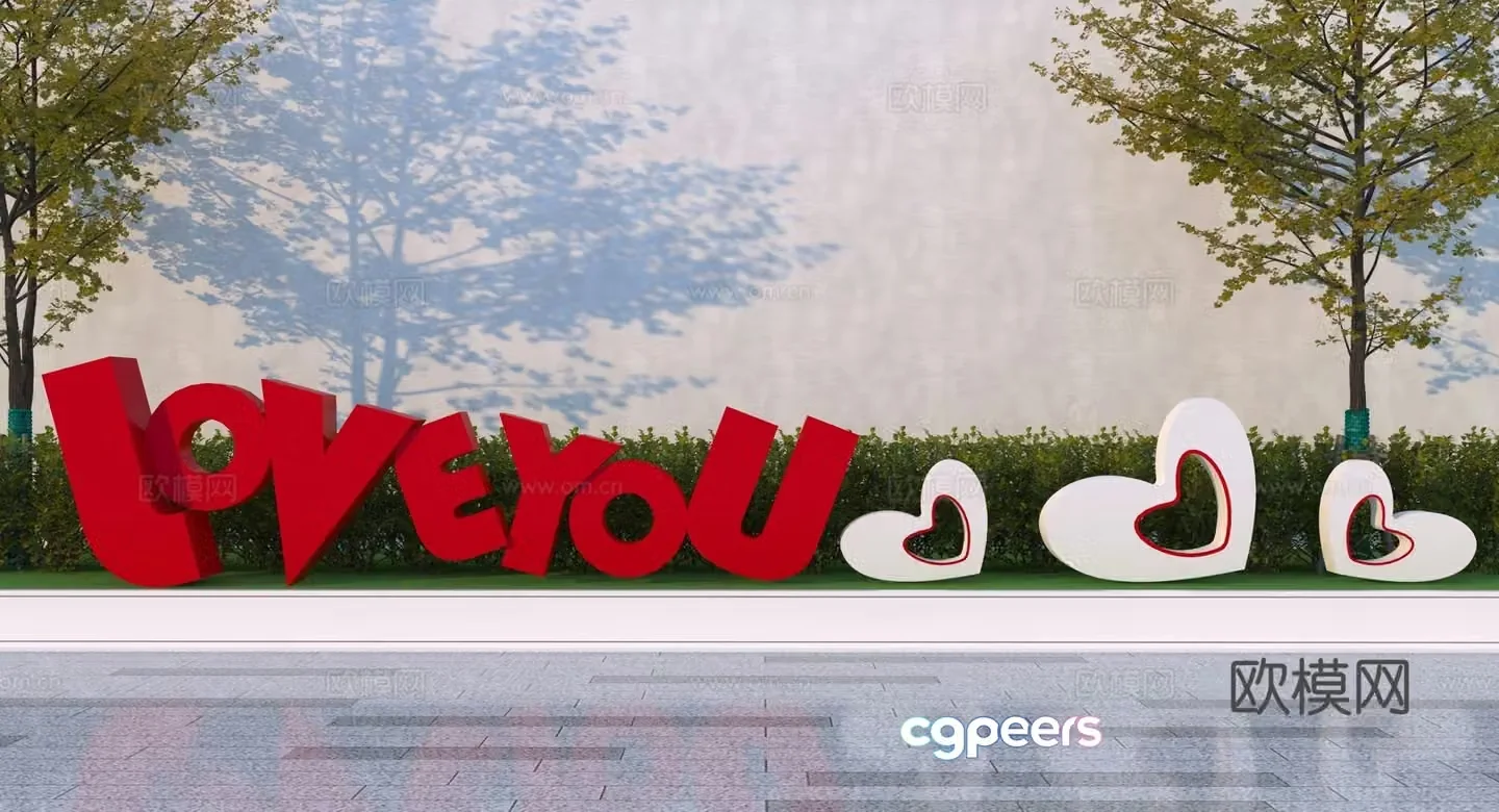 Modern love theme sketch 3d model