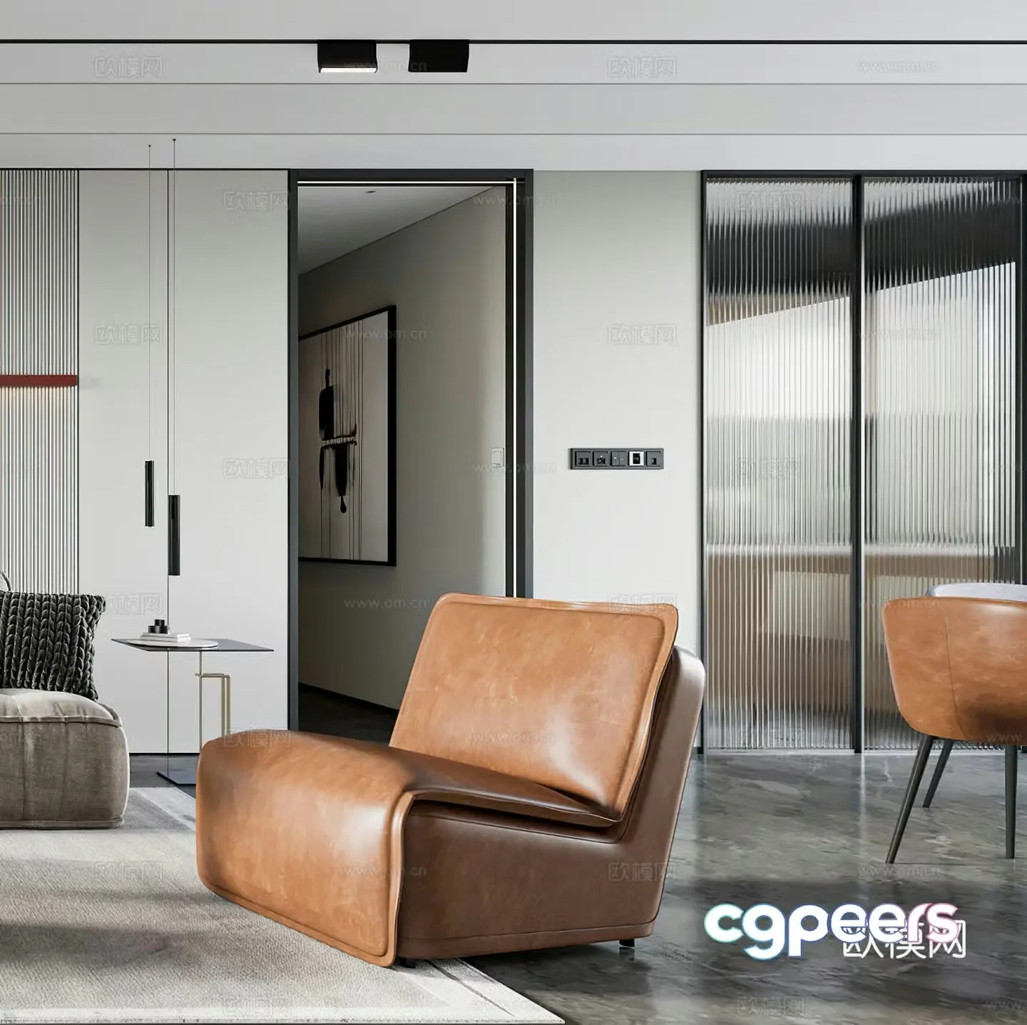 Modern leisure chair light luxury leisure chair casual sofa single sofa side table corner table 3D model