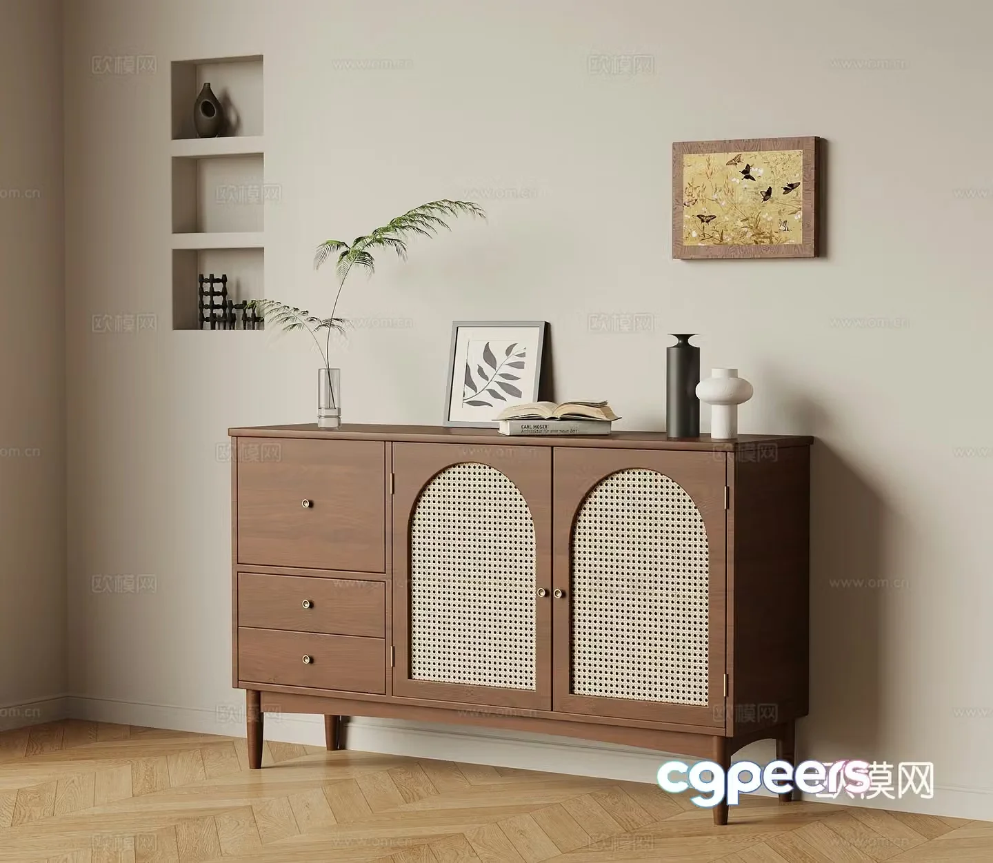 French retro entrance cabinet side cabinet 3D model