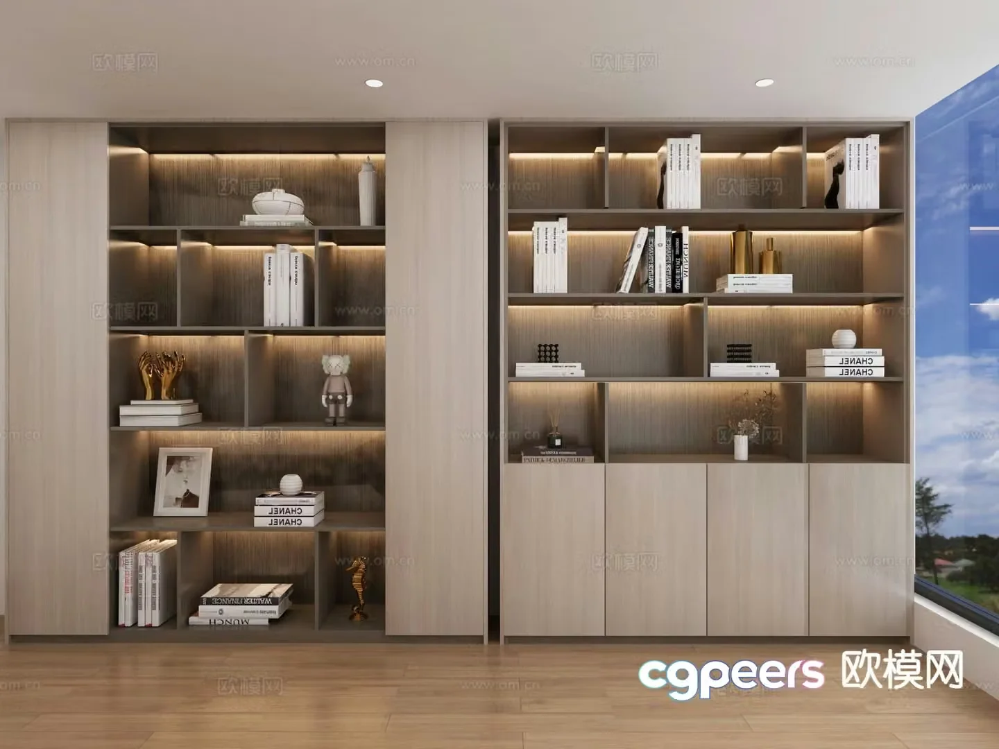 Modern bookcase display cabinet 3d model