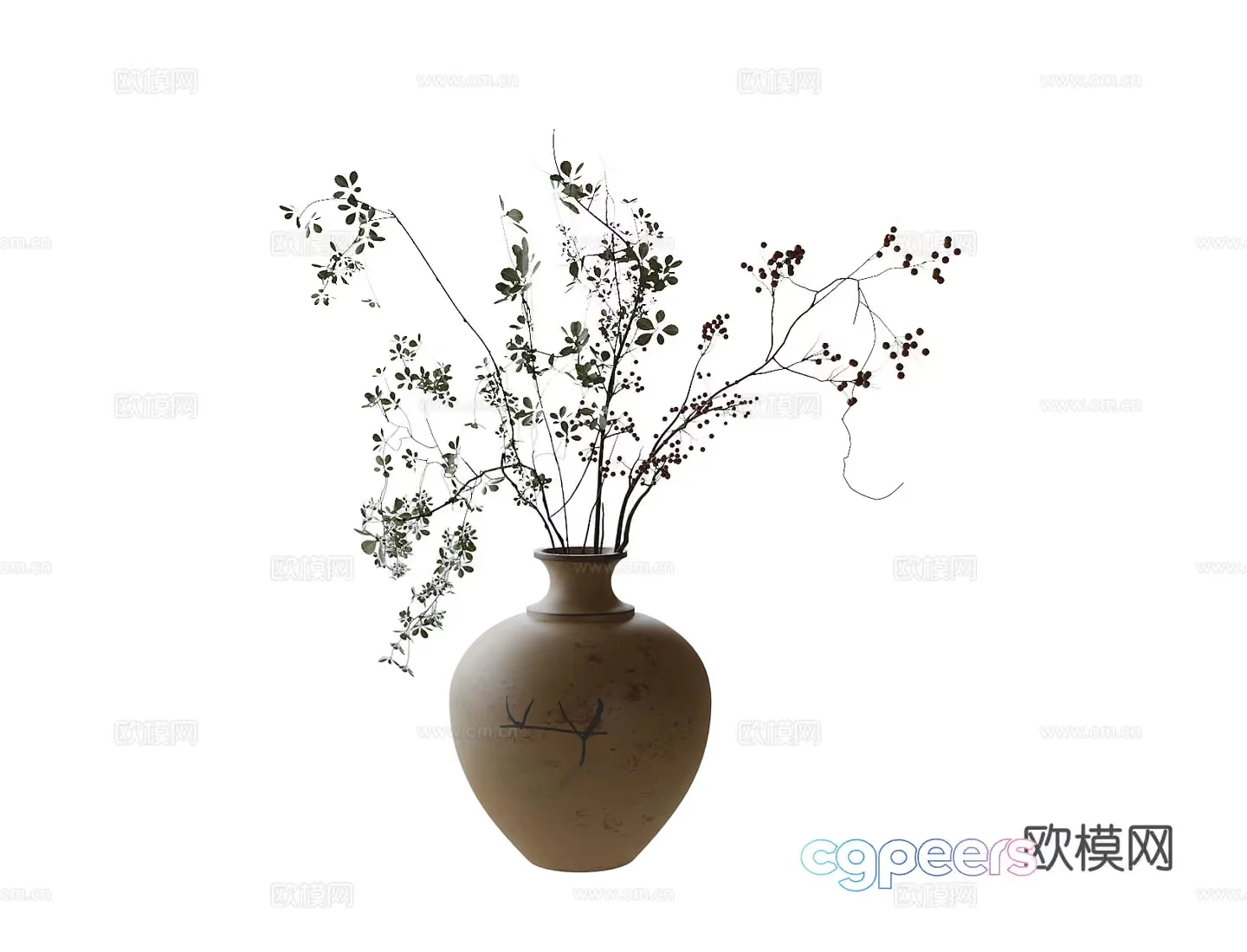 A Vase With Branches 3D Model – 16332 – VRAY Render