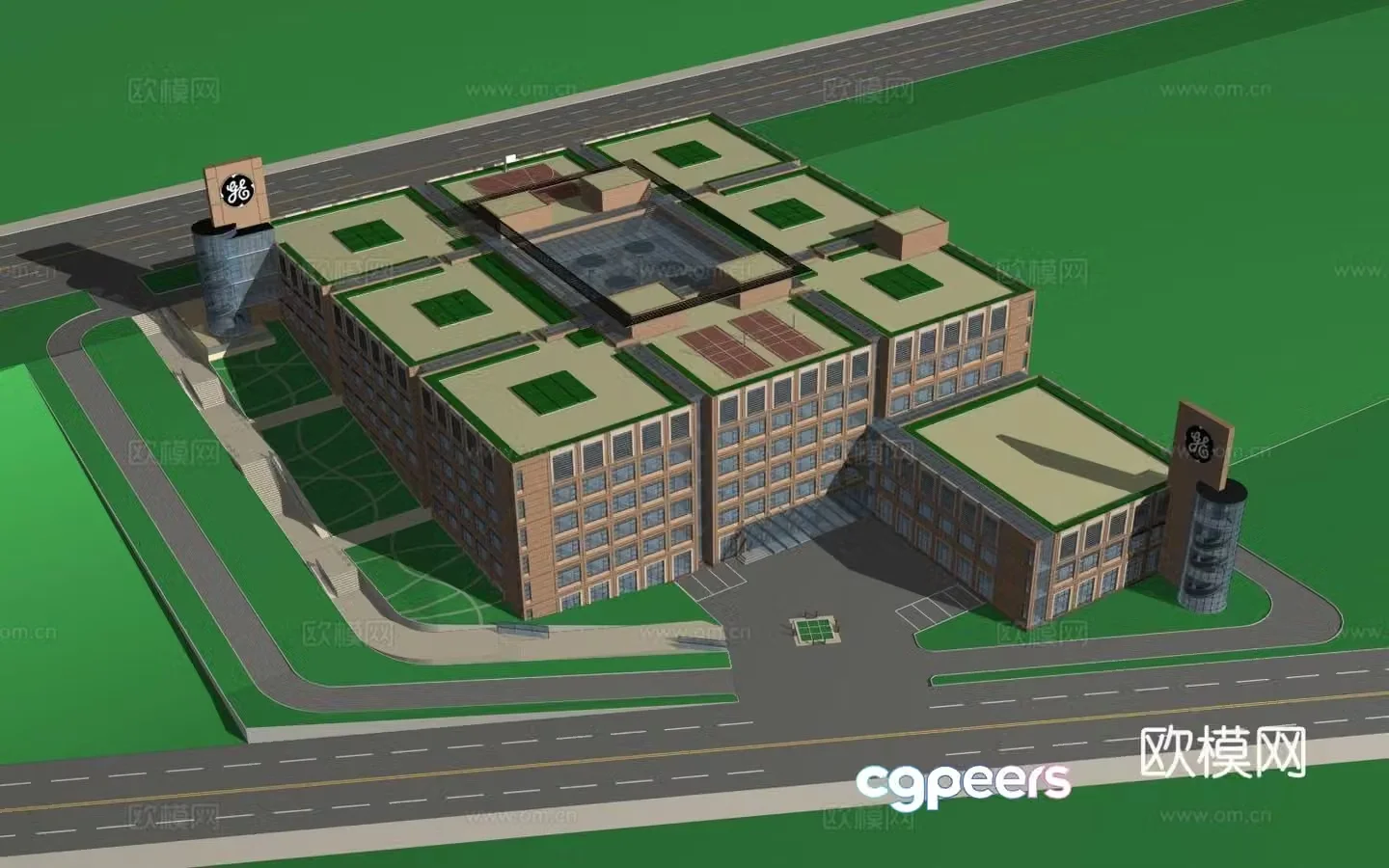 Multi -layer public built bird -viewed 3D model