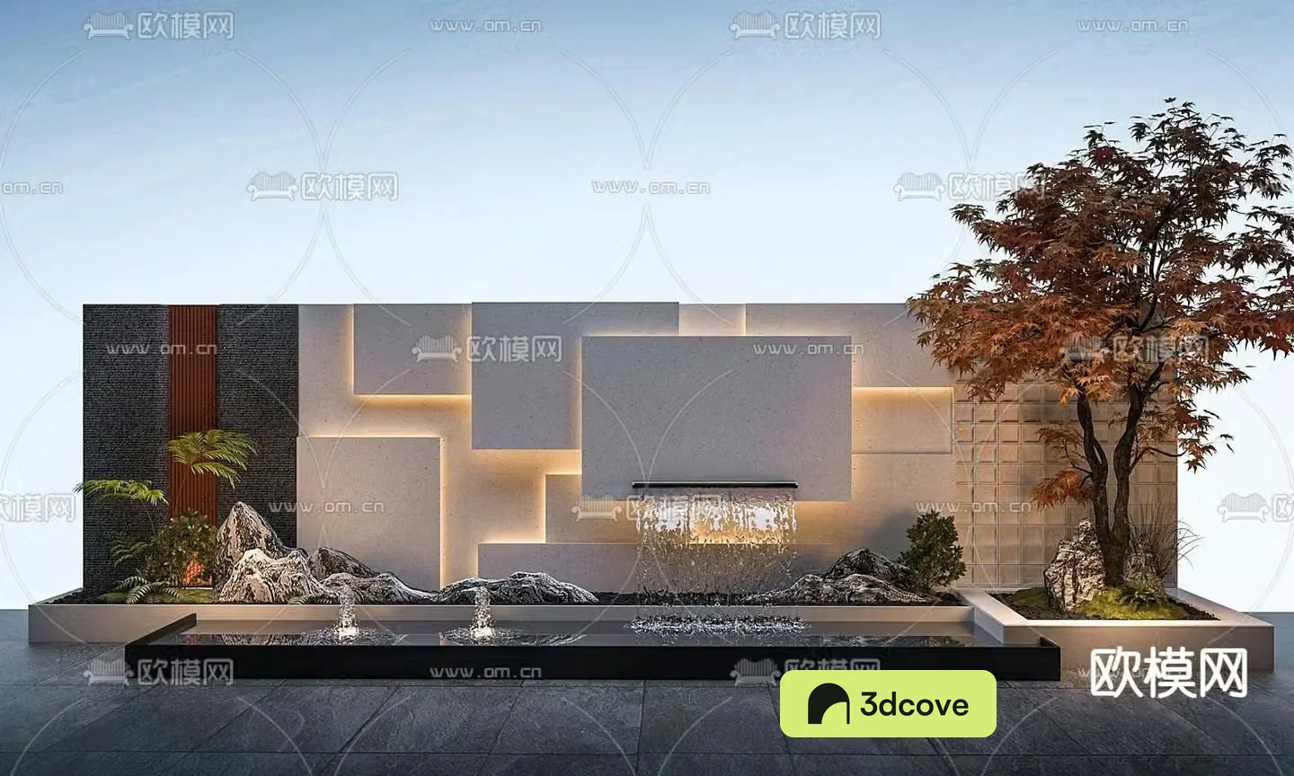 Fountain water feature stacked water feature wall