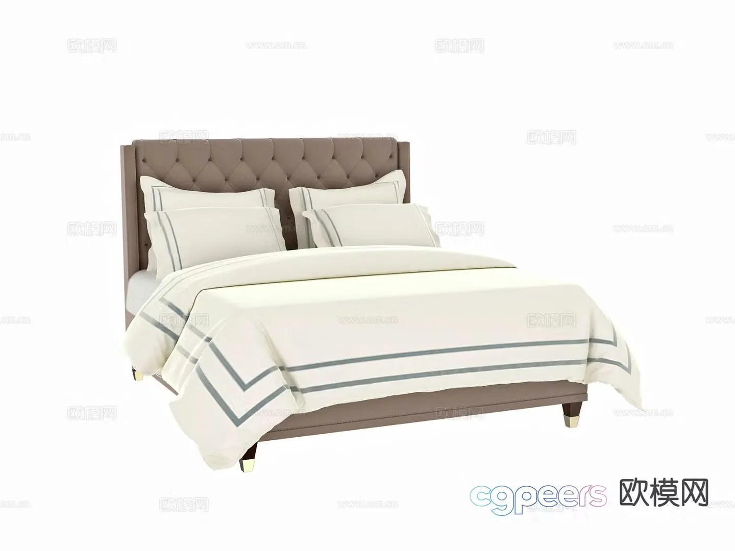 Modern double bed 3d model