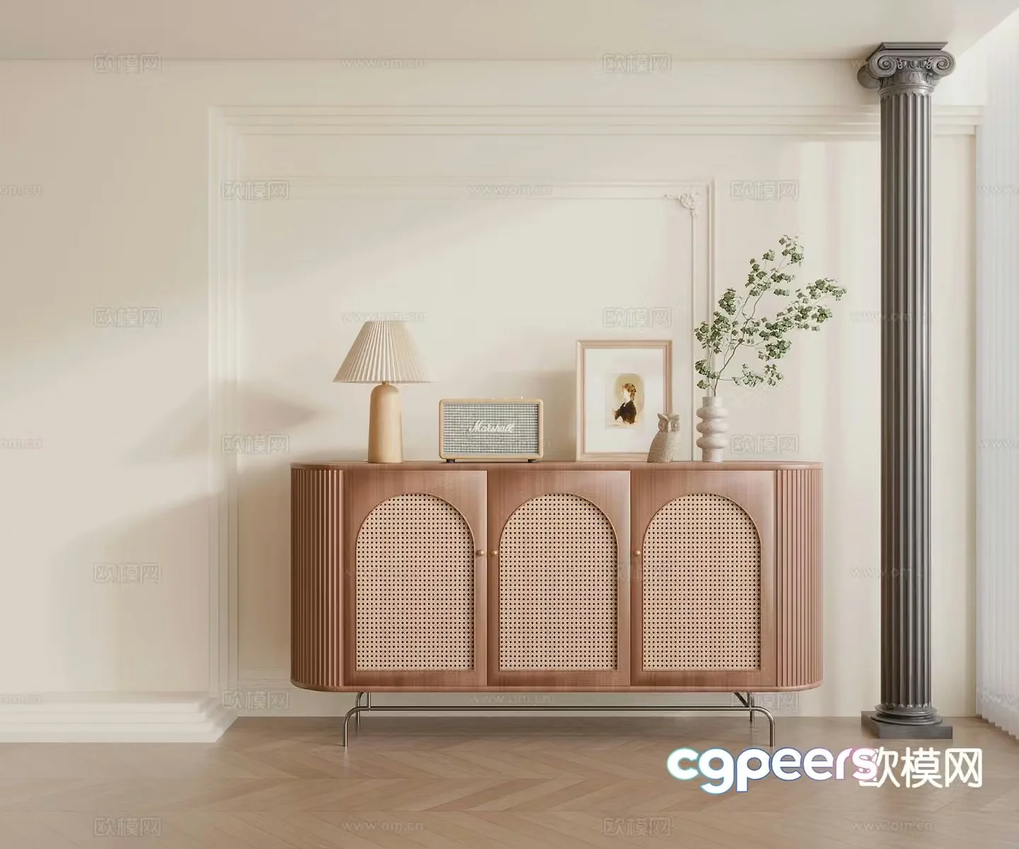 Medieval style side cabinet and entrance cabinet 3D model