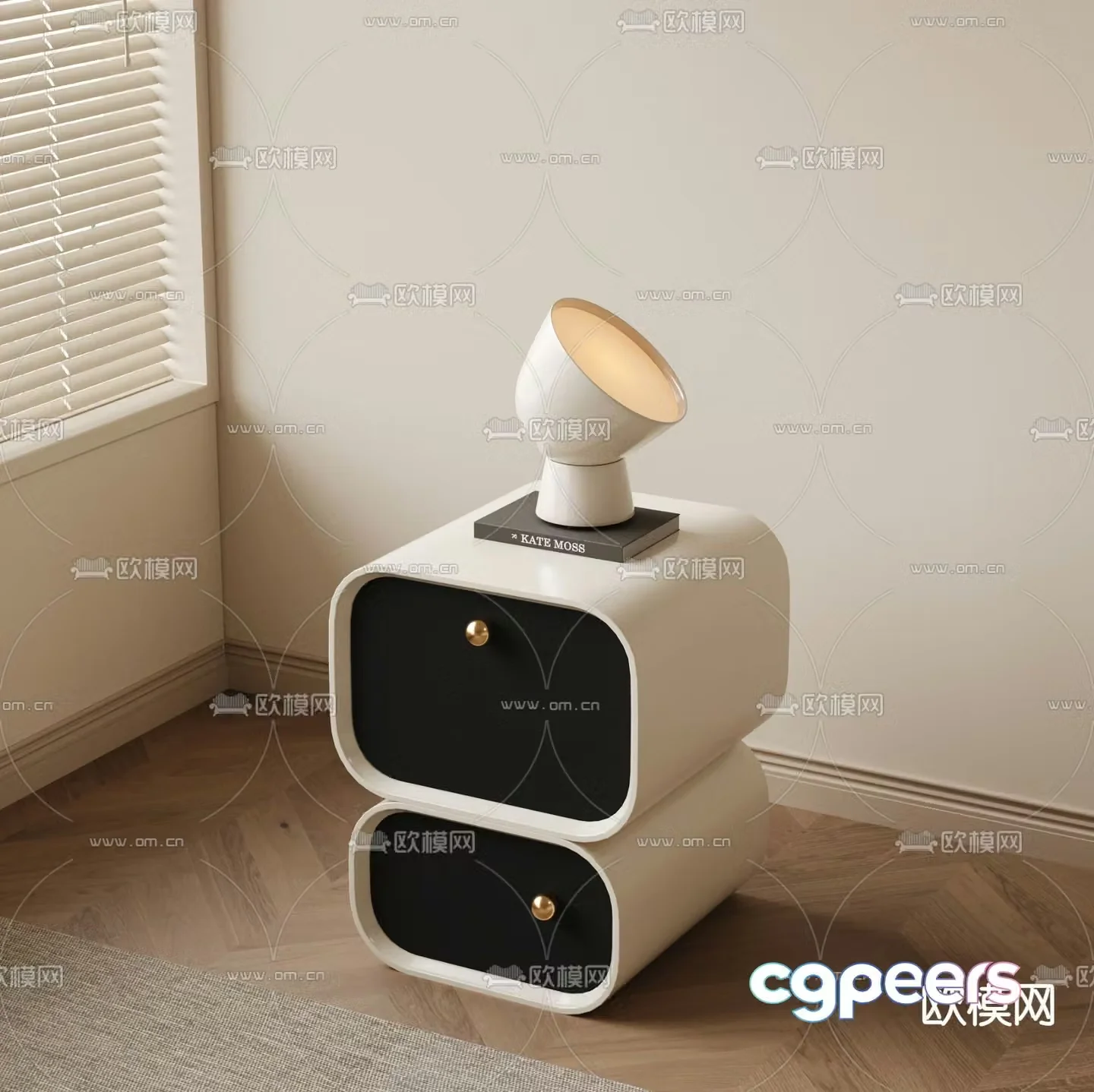 Cream style bedside table 3d model