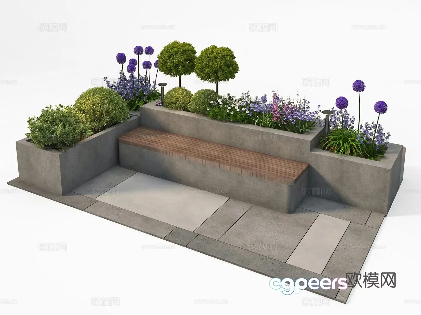 Outdoor chair tree pool chair park chair 3d model