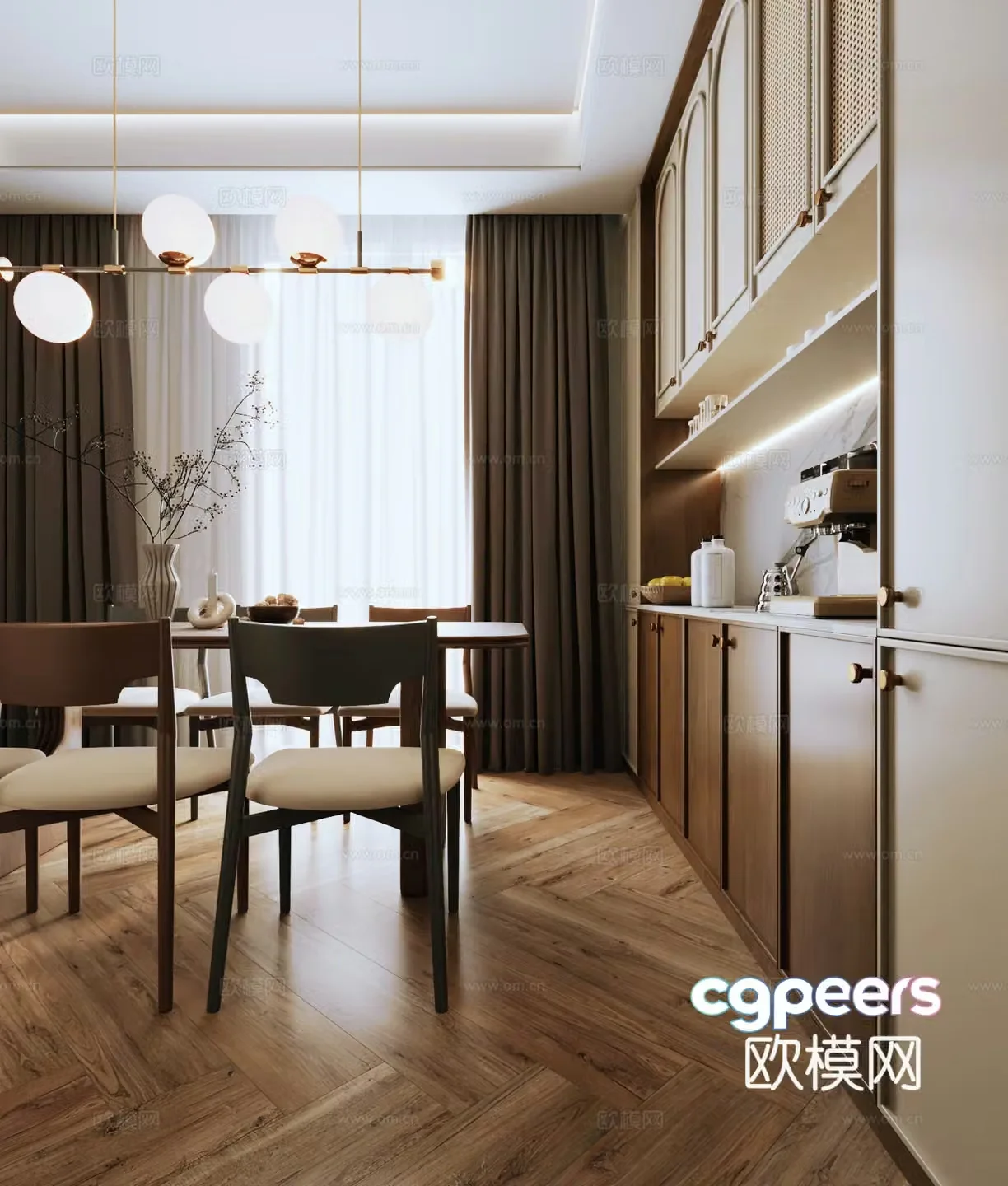 Middle style restaurant kitchen 3d model