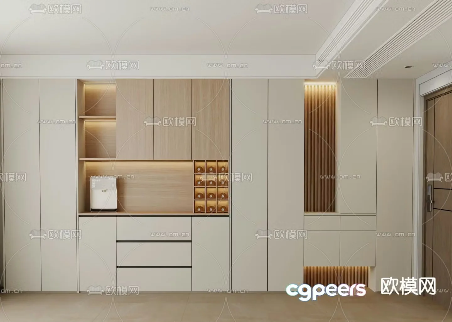 Modern sideboard shoe cabinet entrance cabinet 3D model