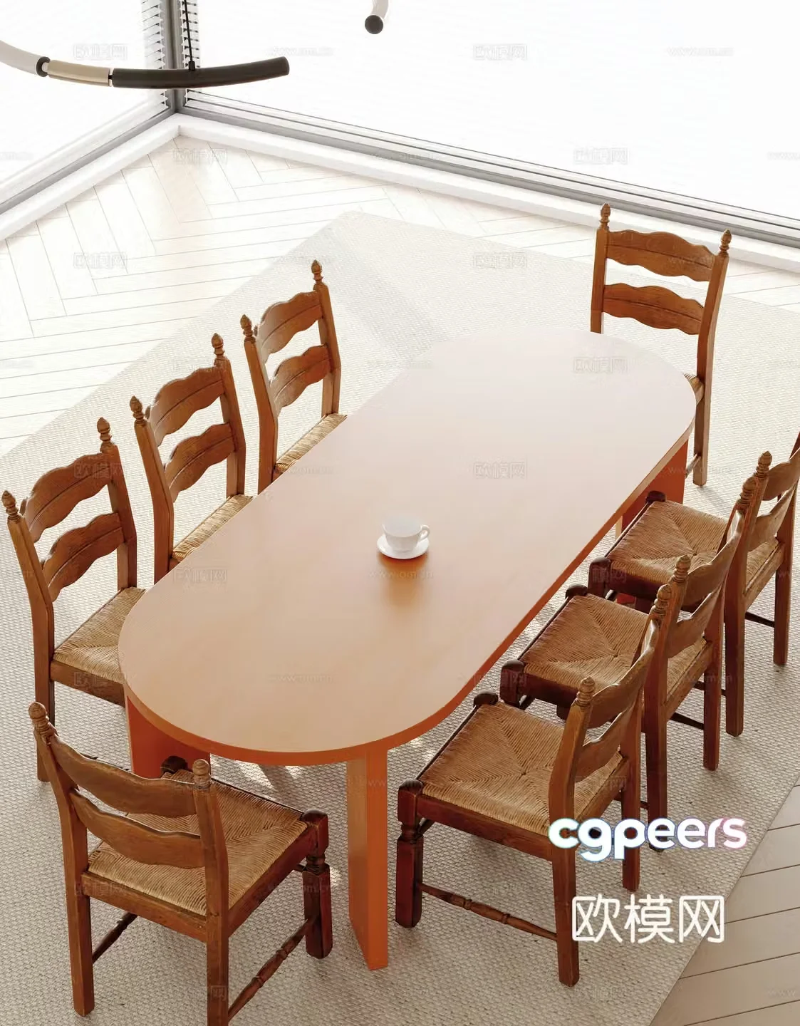 Medieval style dining table and chairs 3d model
