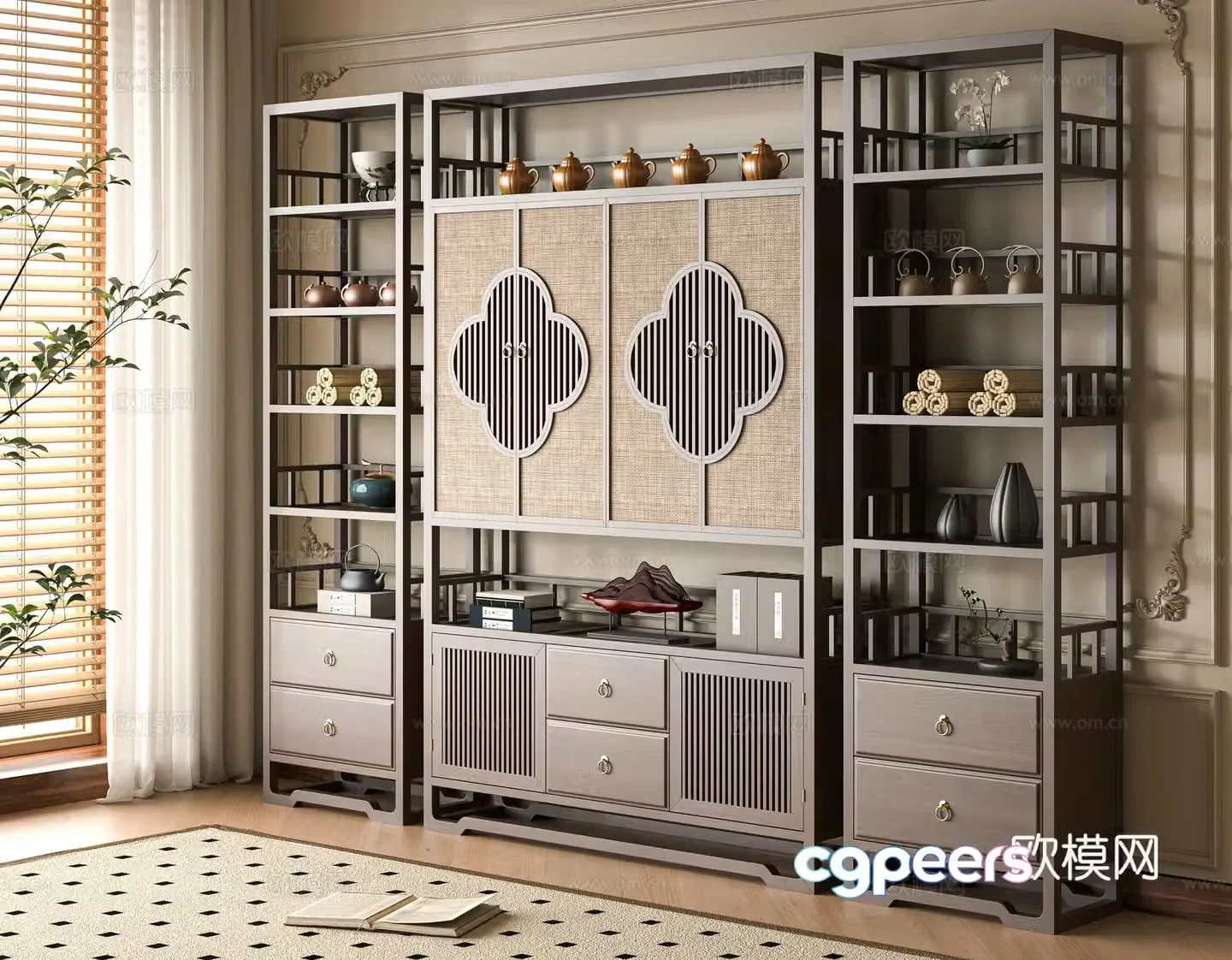 Middle-aged style Bo Ancient Shelf 3D Model