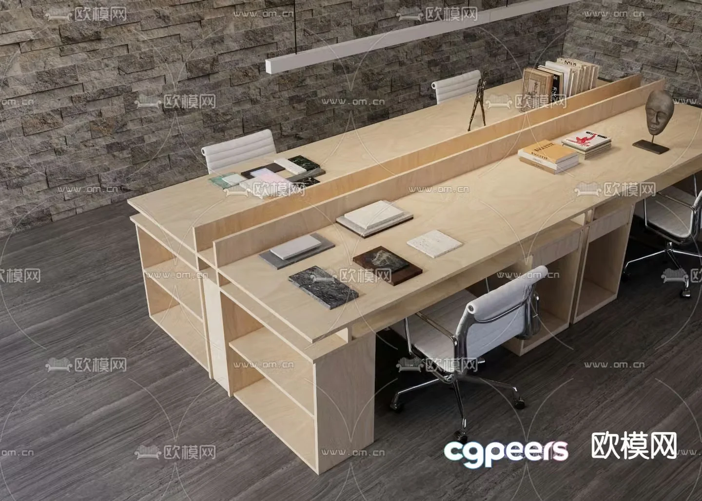 Modern office desk and chair 3d model