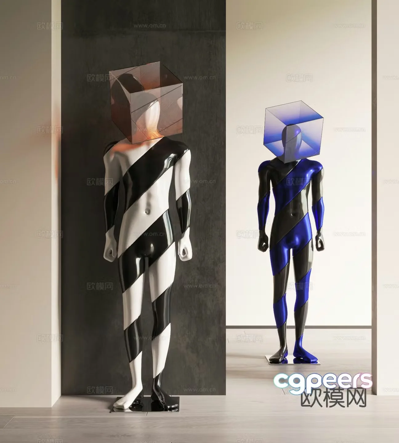 Modern light luxury sculpture combination Sculpture ornaments Postmodern sculpture ornaments 3D model