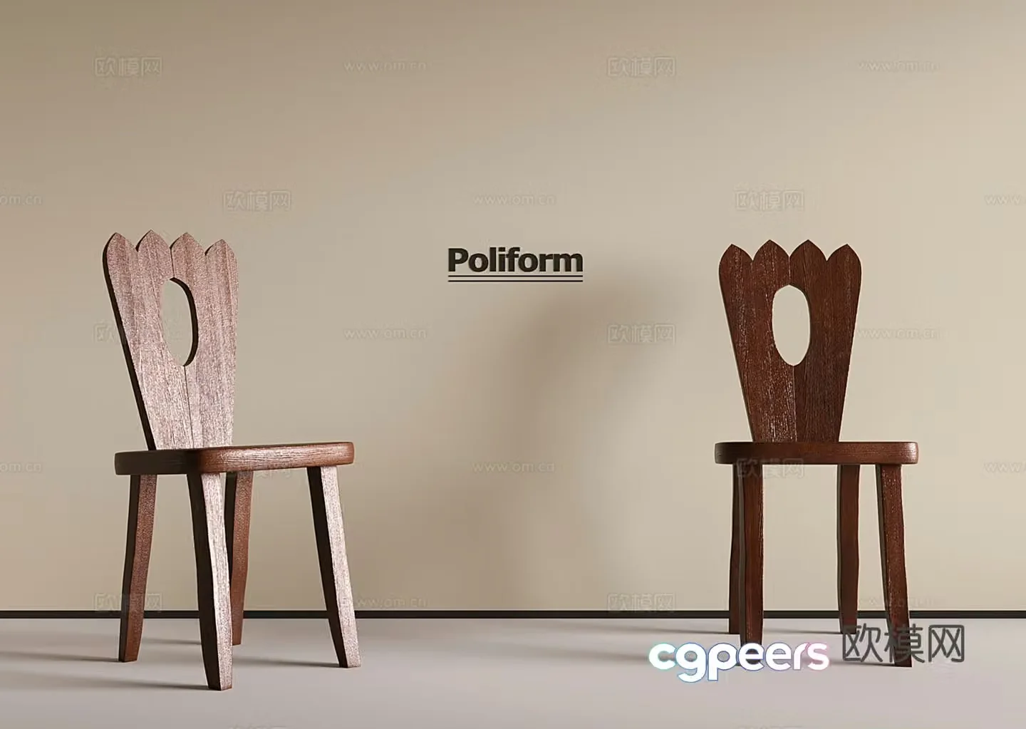 Middle Ages Wabi Retro Dining Chair Single Chair Wooden Chair 3D Model