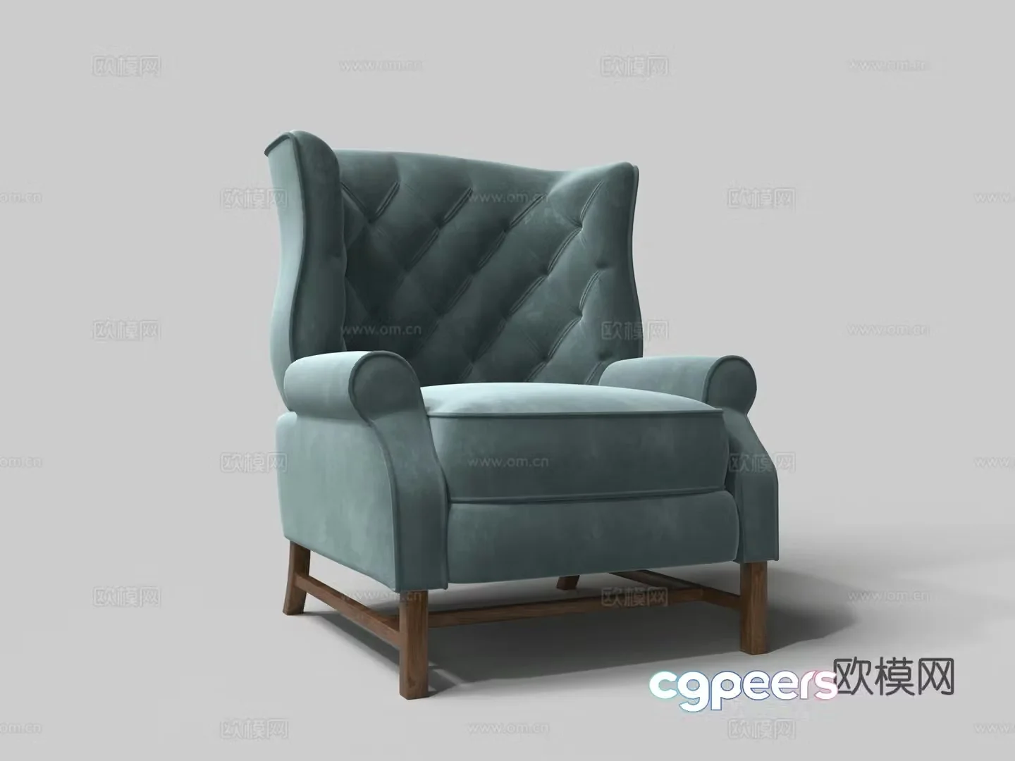 European -style soft bag armchair velvet fabric sofa chair 3D model