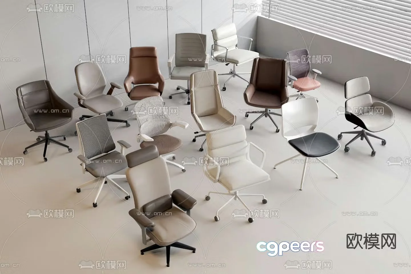 Leather office chair shift chair staff chair 3d model