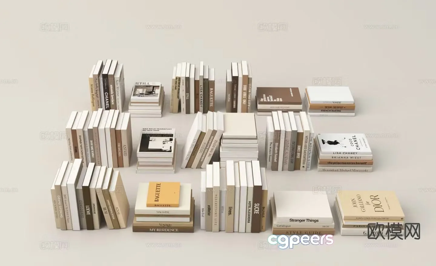 modern books books books 3d model