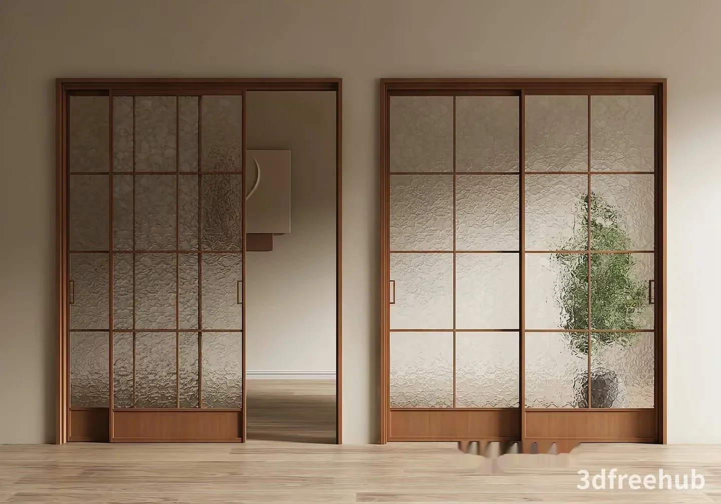 Wooden Sliding Doors 3D Model – 19374 – VRAY Render