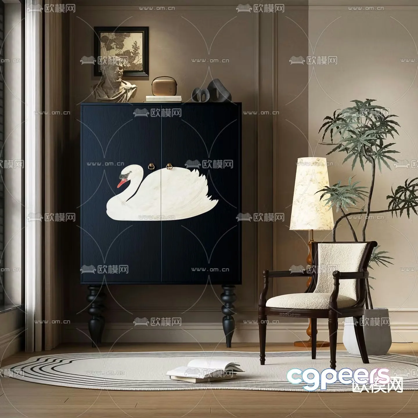 French entrance cabinet 3D model
