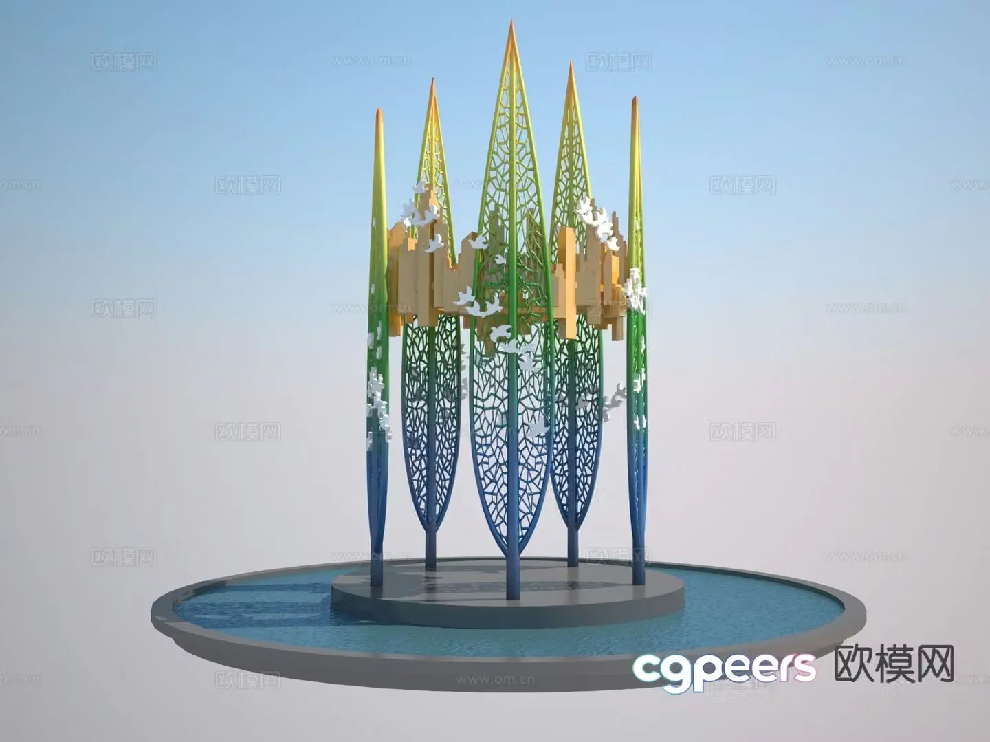 Livable ecological city sculpture 3D model
