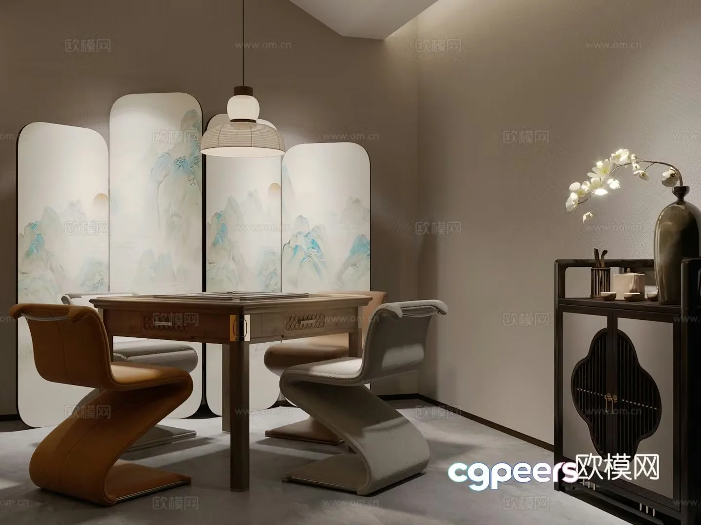 New Chinese chess and card room Mahjong room 3D model