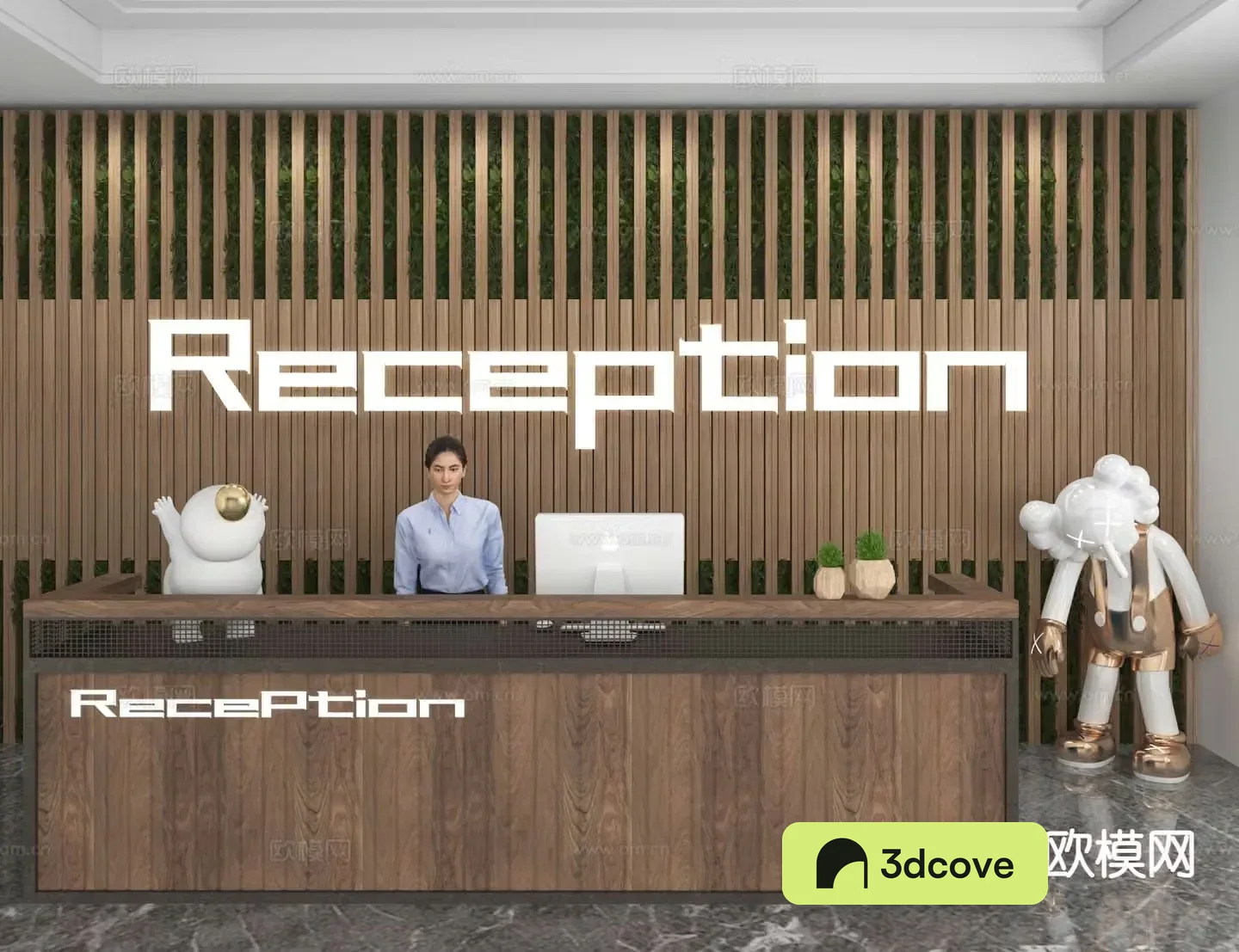 Modern front desk reception desk information desk office background