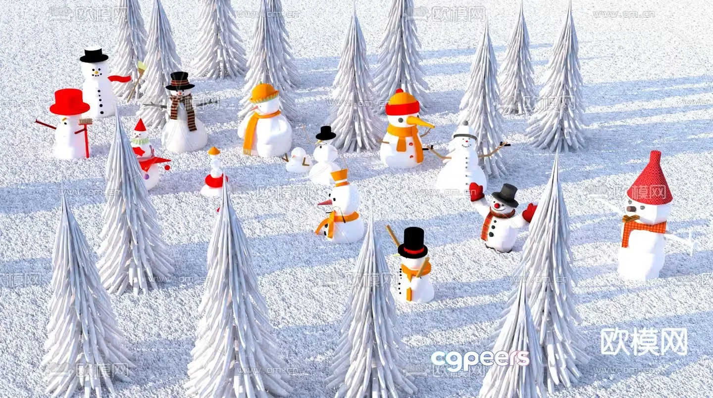 Snowman snowball landscape sketch 3d model