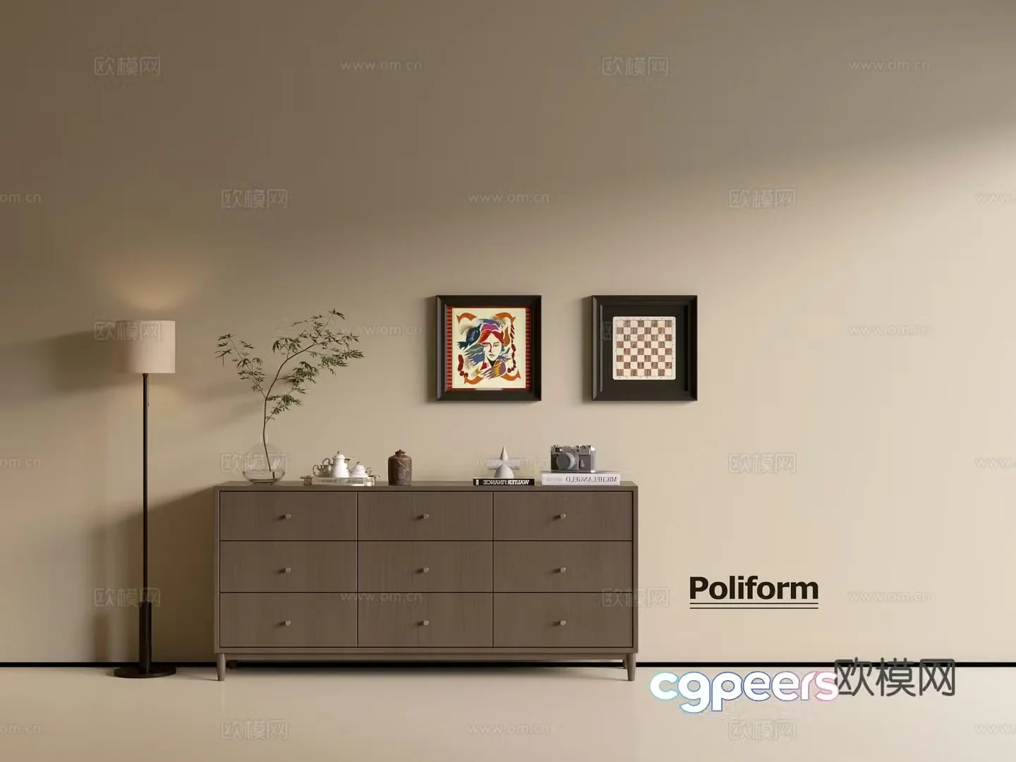 Modern wood grain cabinet ins wind minimalist wind cabinet whole cabinet sideboard balcony cabinet storage 3D model