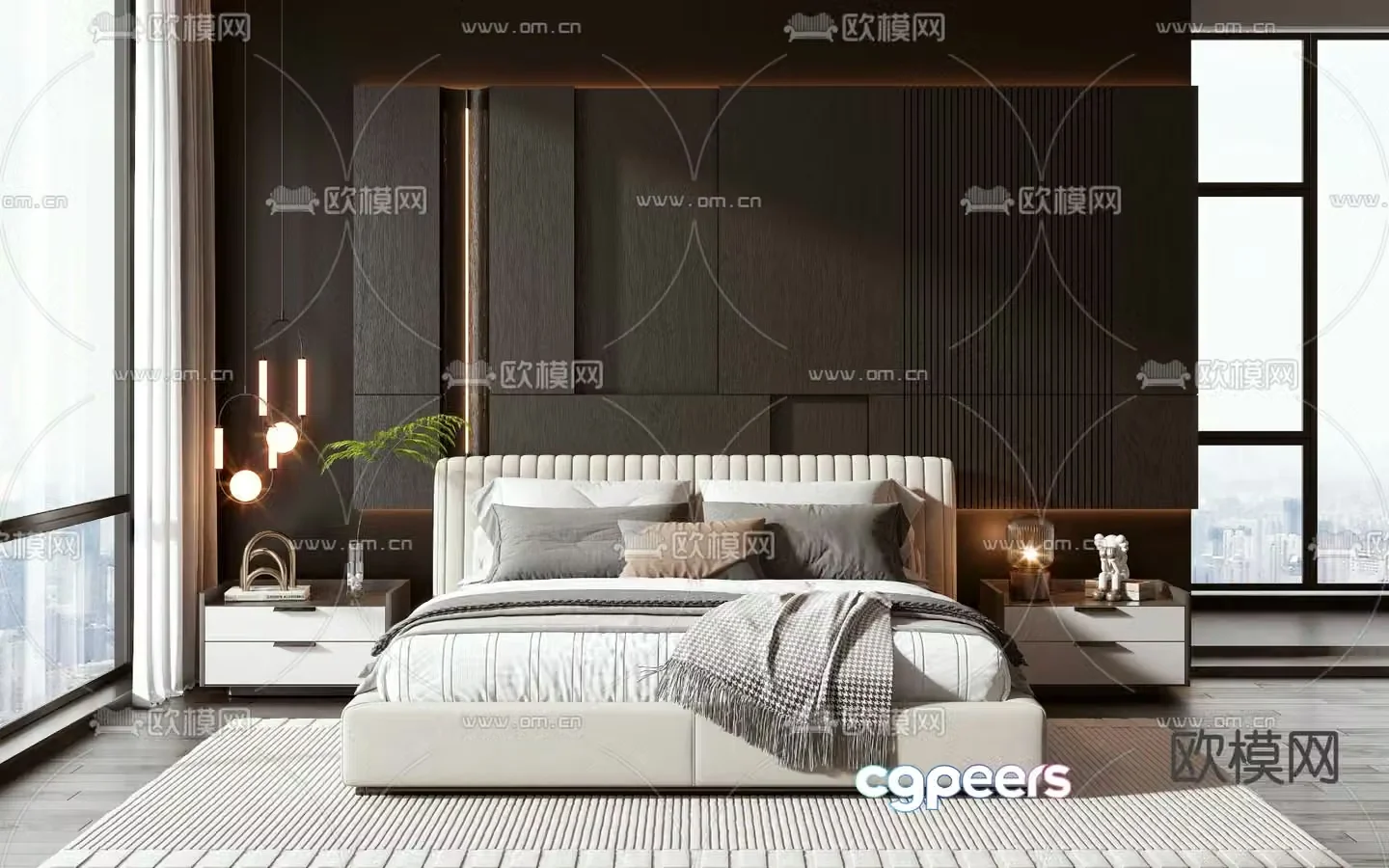 Modern double bed 3d model