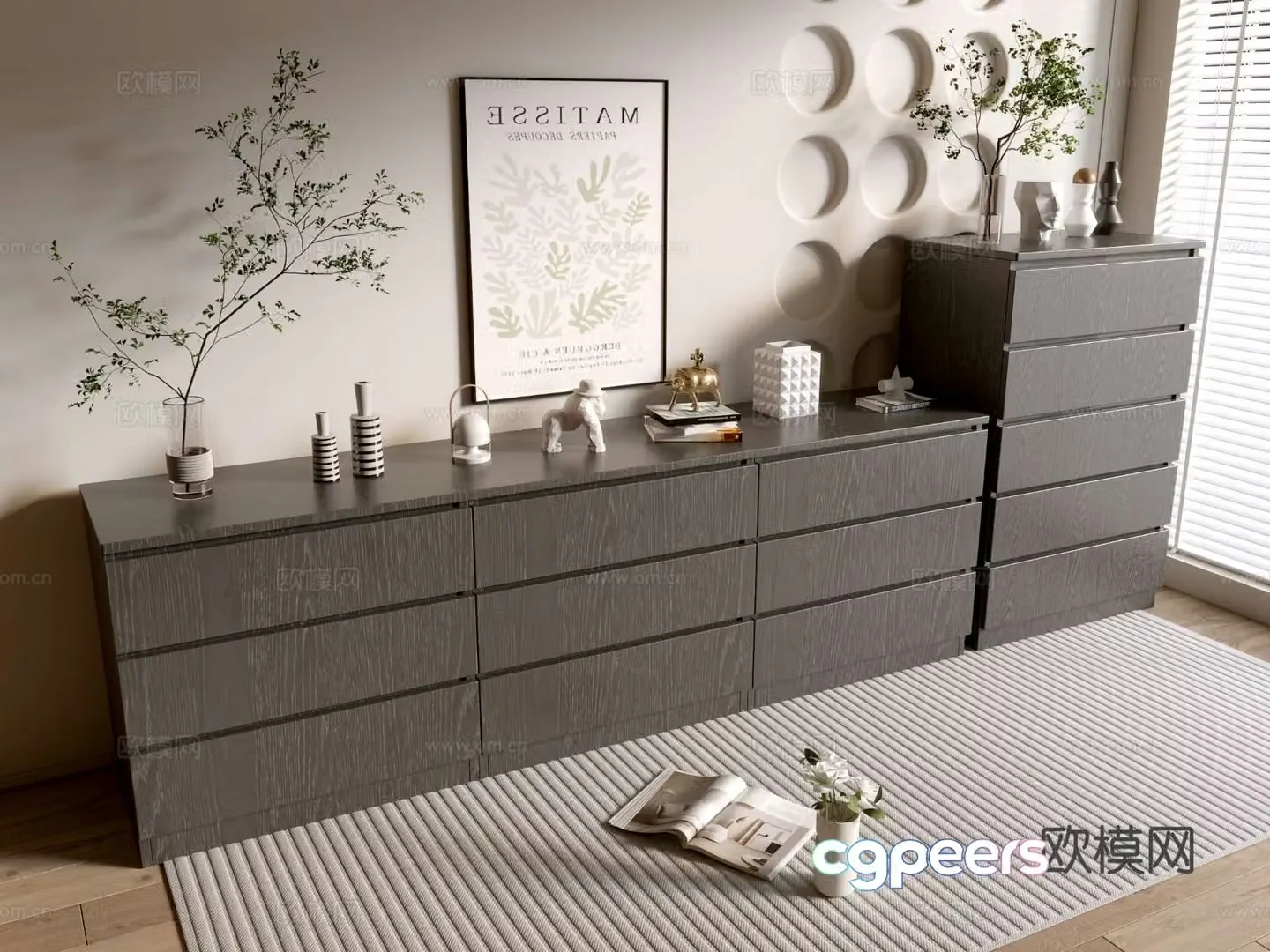 Modern chest of drawers side cabinet 3d model