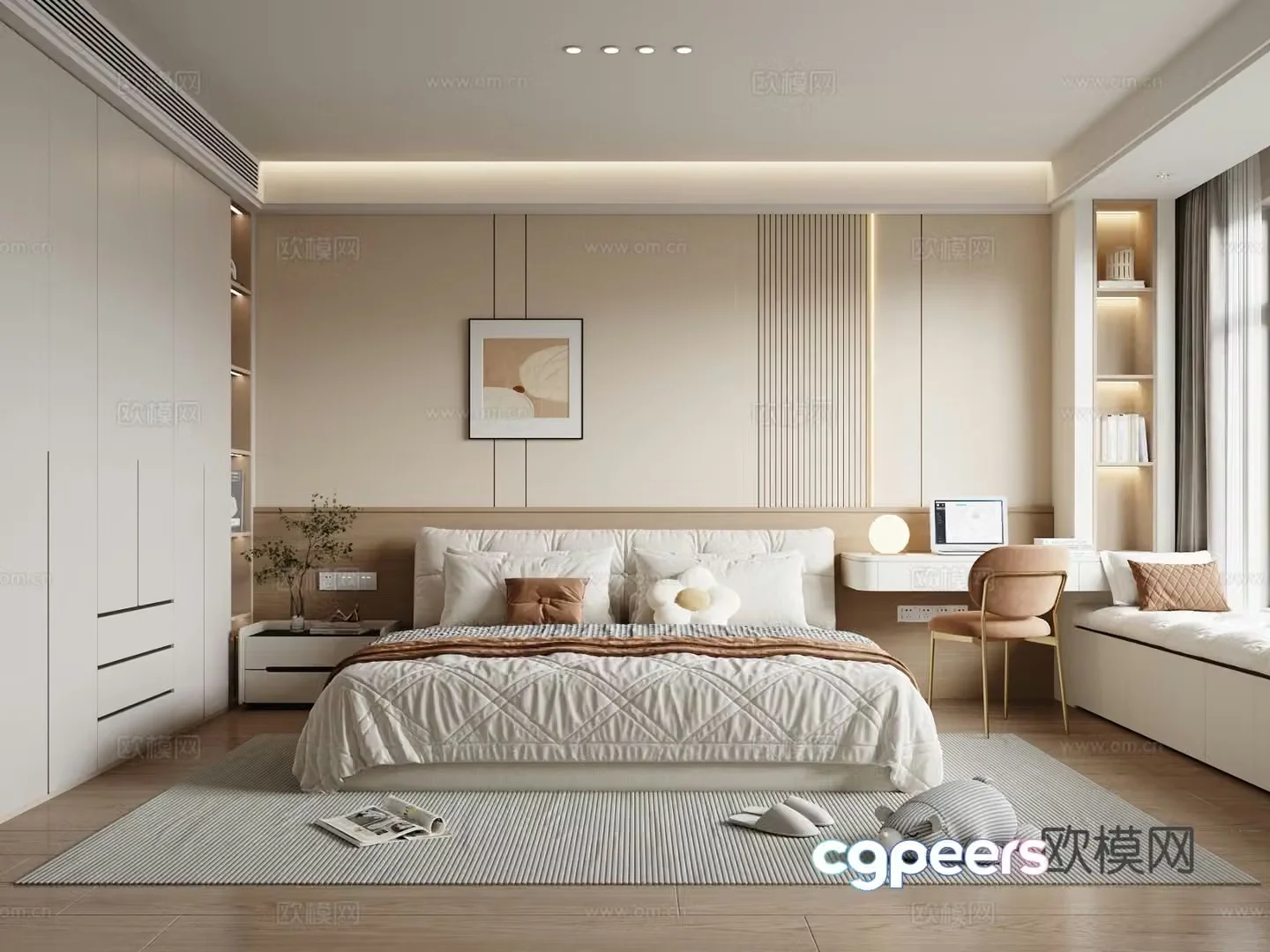 Cream style bedroom master bedroom 3d model