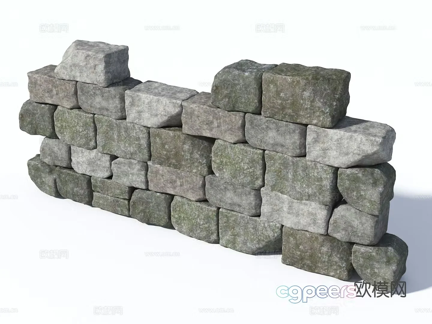 Block stone retaining wall natural block stone wall rough stone retaining wall 3D model