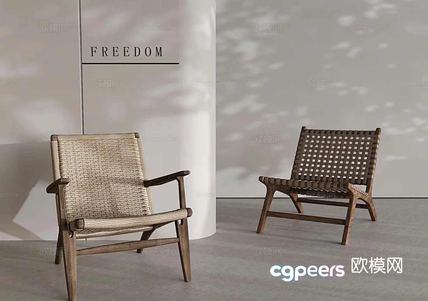 Wabi-sabi chair rattan chair 3d model