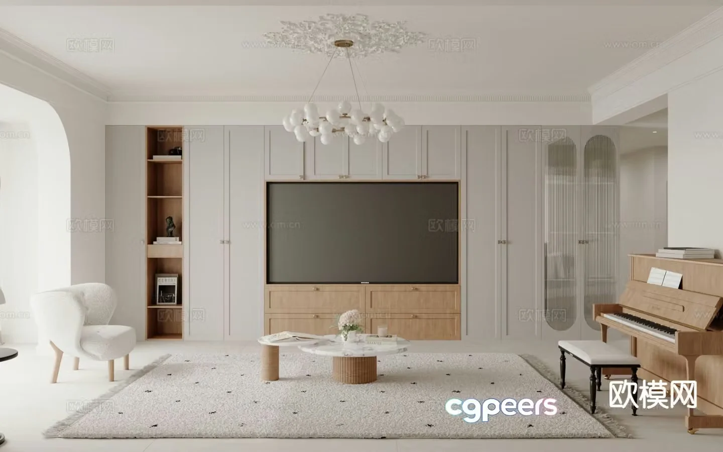 TV full wall cabinet TV wall integrated TV cabinet 3D model