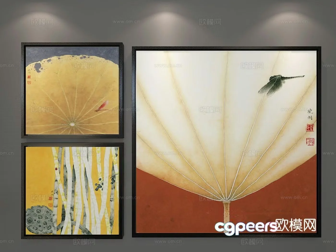 New Chinese style art painting decorative painting 3d model