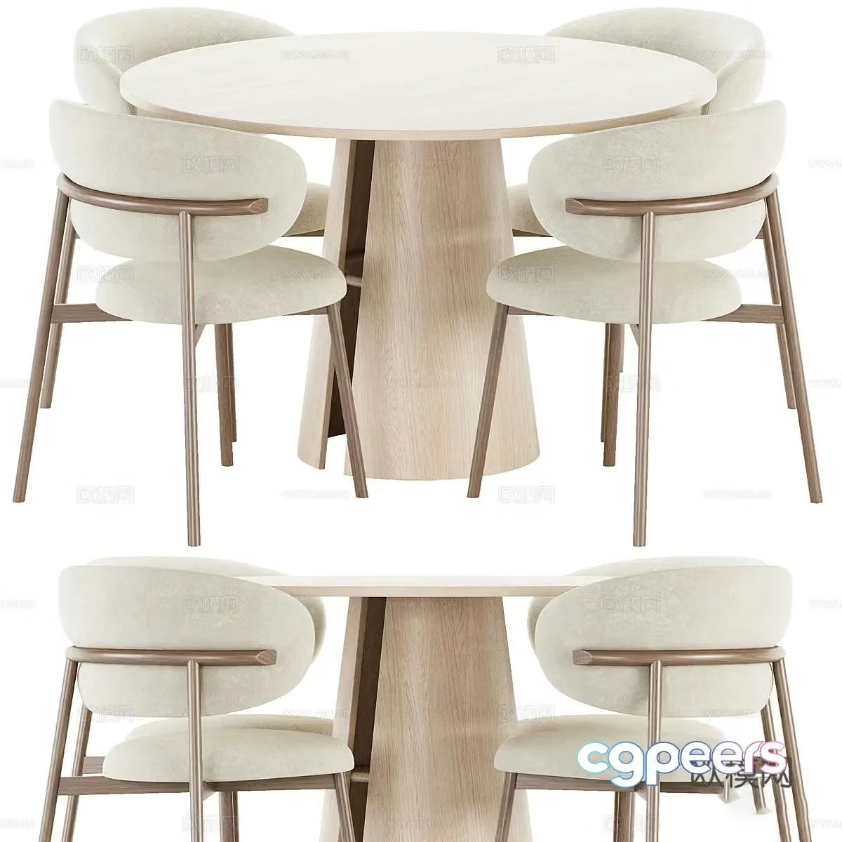 New Chinese round dining table and chair 3D model