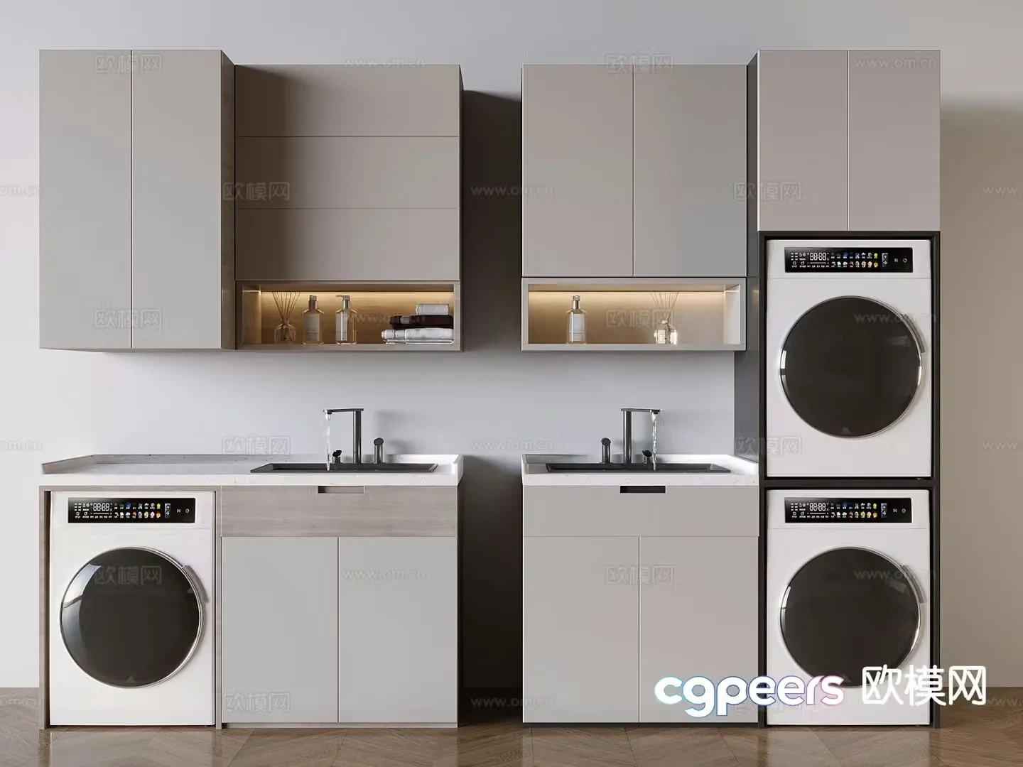 Modern washing machine cabinet balcony cabinet 3d model