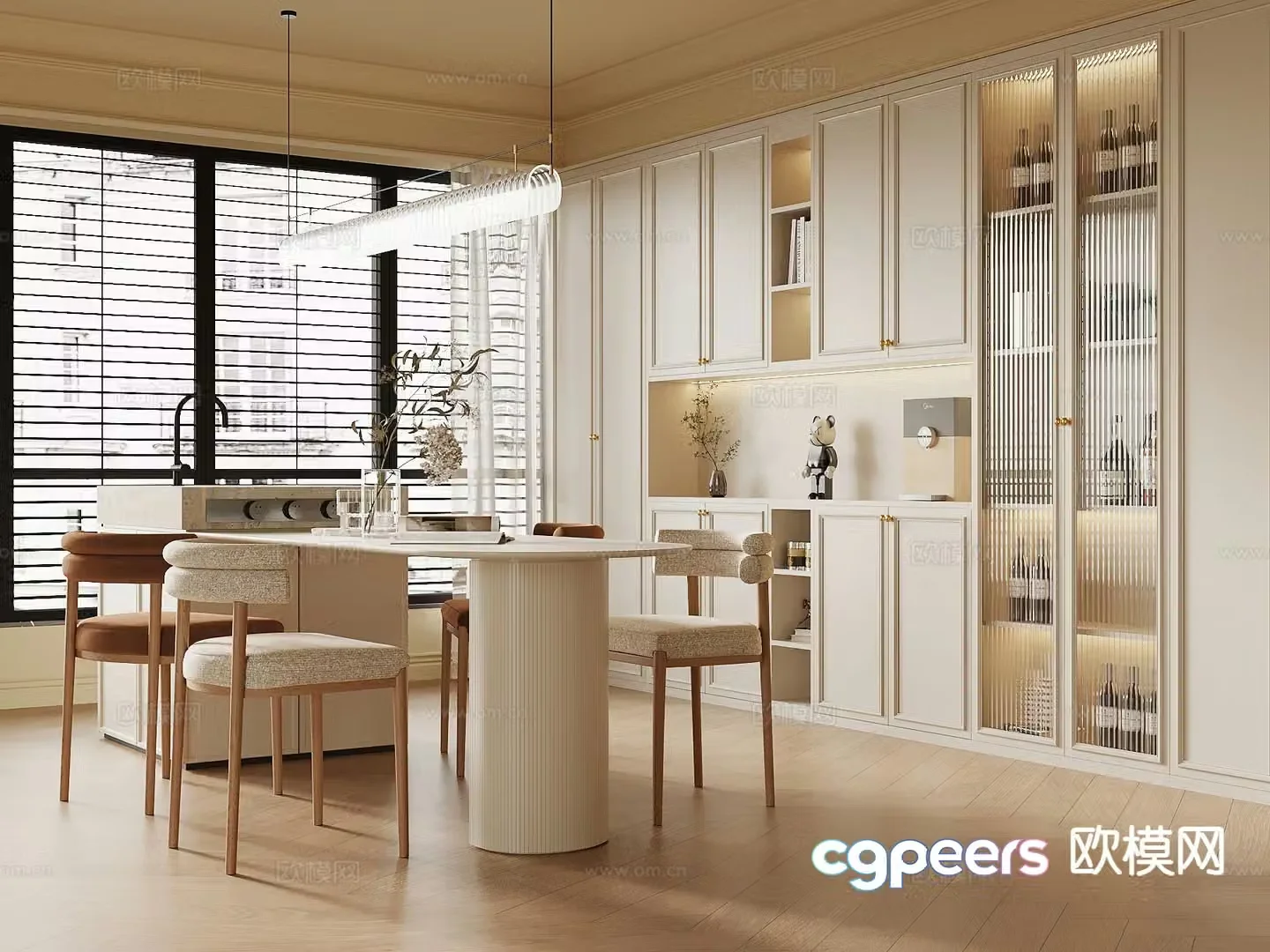 Cream style restaurant 3d model