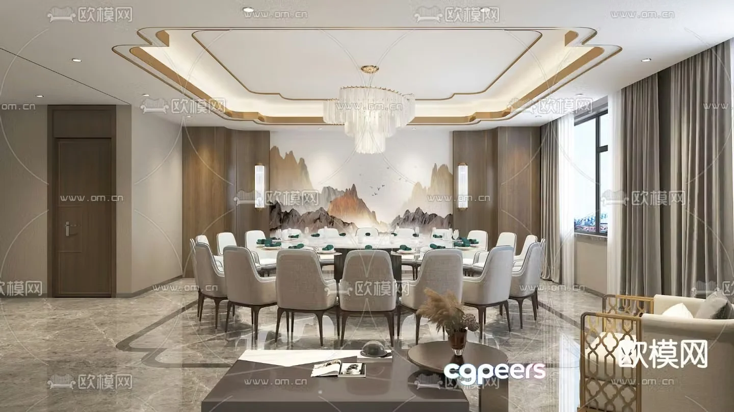 New Chinese restaurant private room 3D model