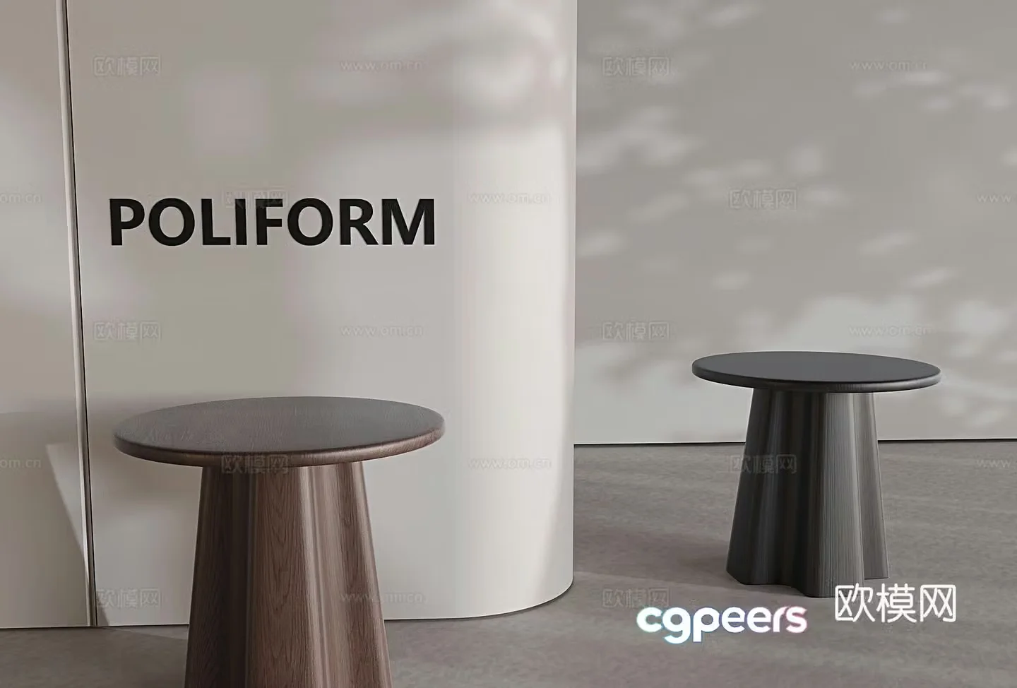 Wabi-sabi side table round table side table 3D model