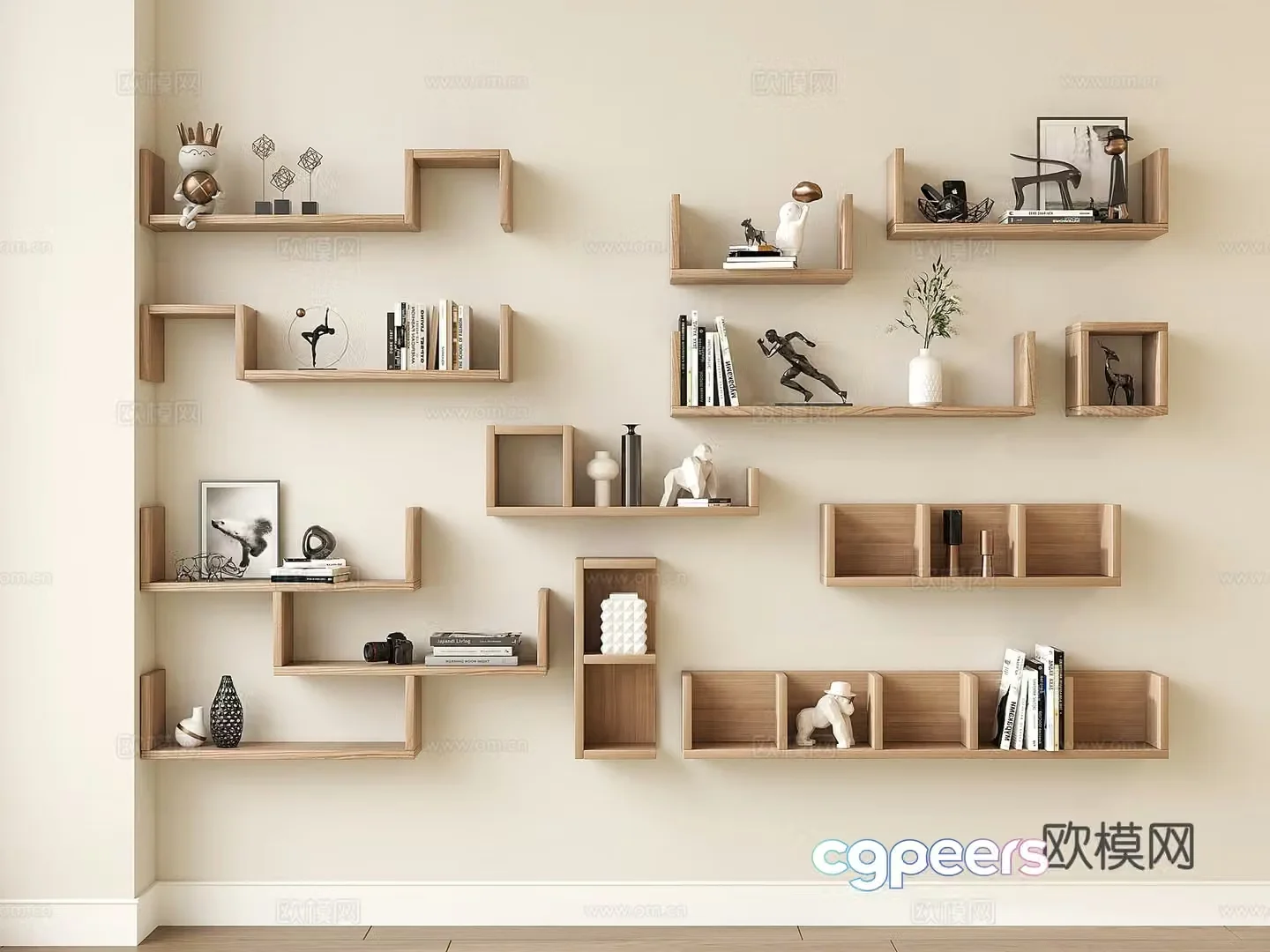 Modern wall laminate storage rack storage rack storage rack 3d model