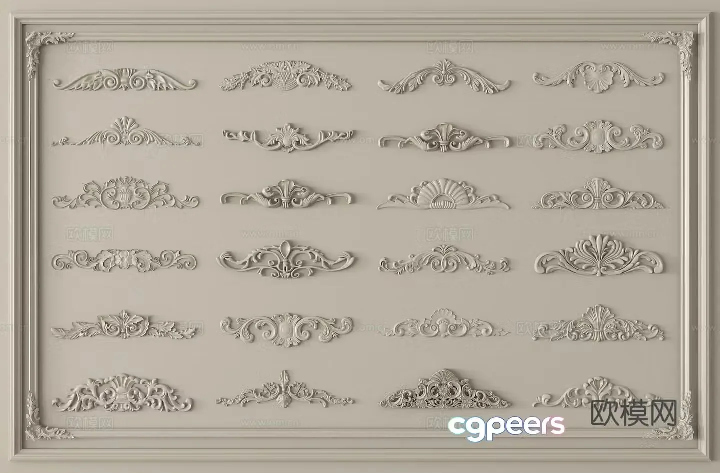 Carving Gypsum Line Corner 3D Model