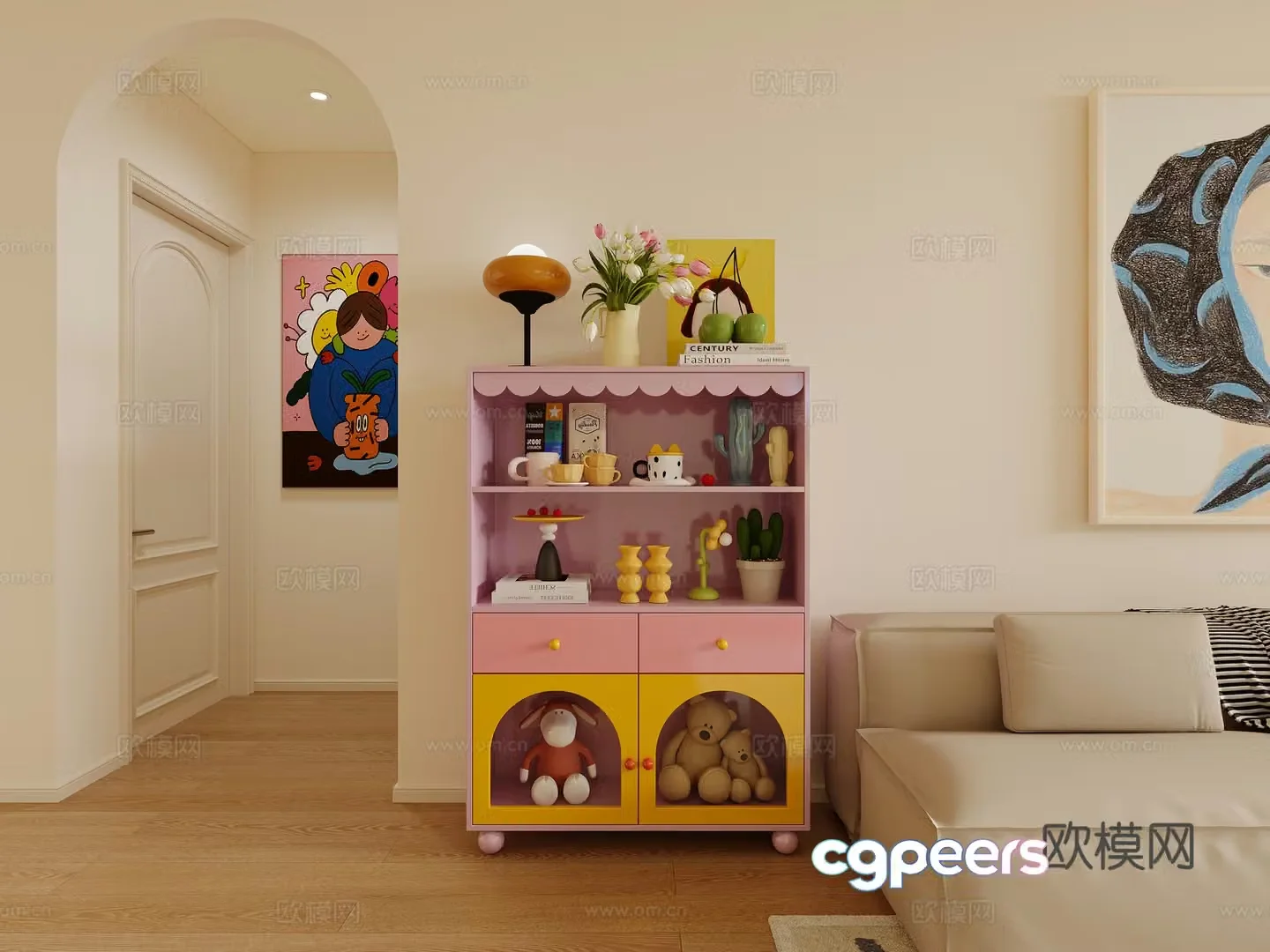 Creamy Dopamine Decorative Warehousing 3D Model