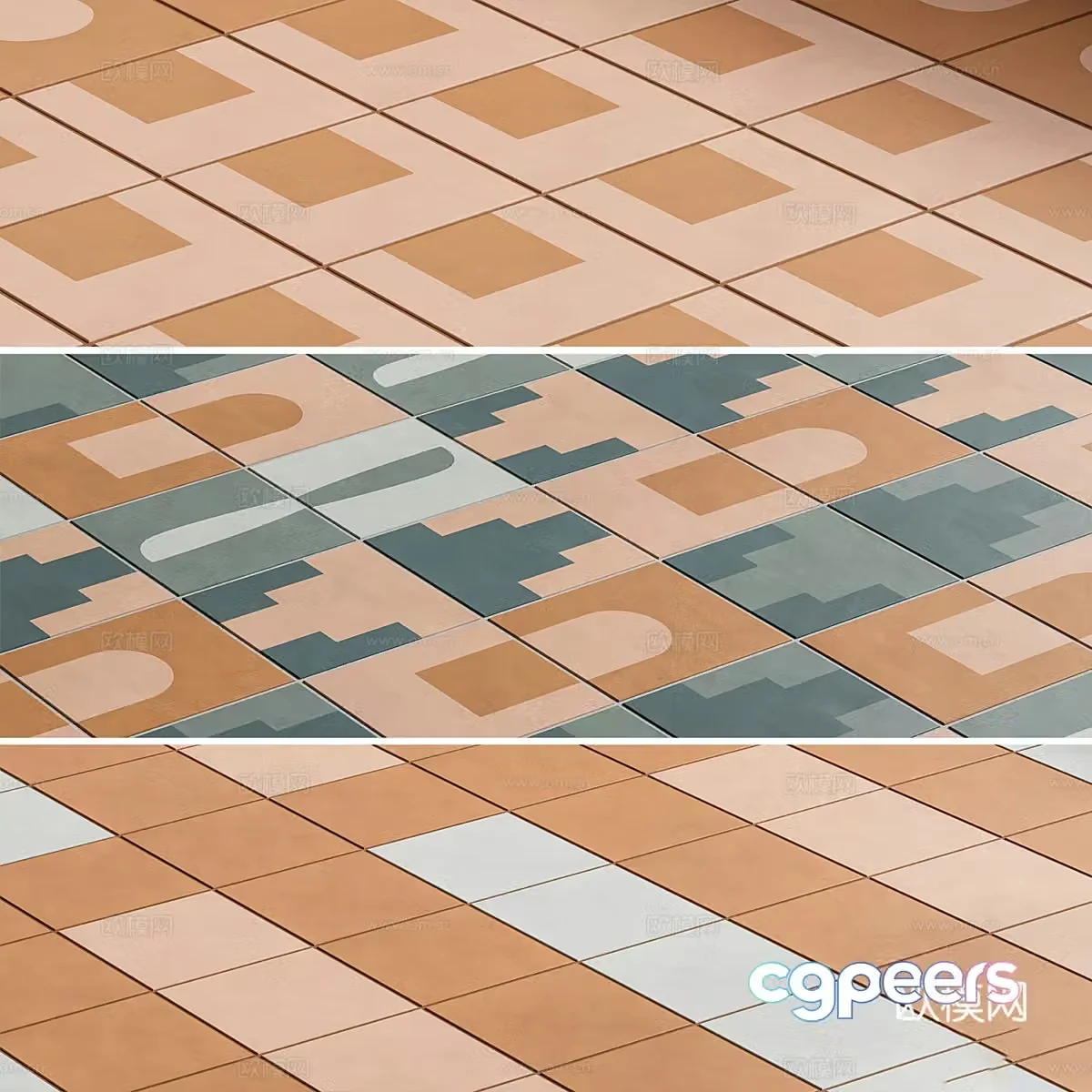 New Chinese tile mosaic 3d model
