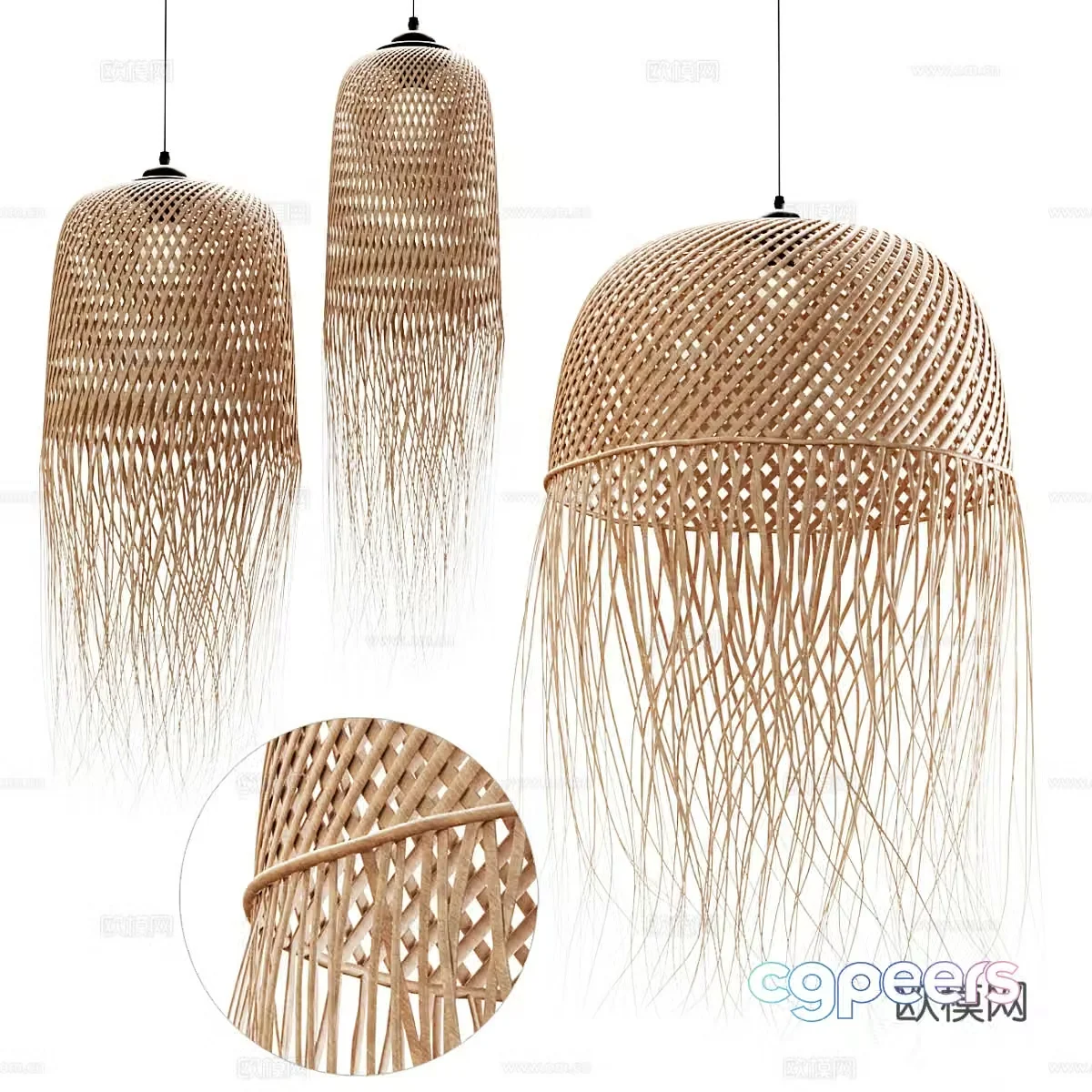 New Chinese -style woven chandelier 3D model