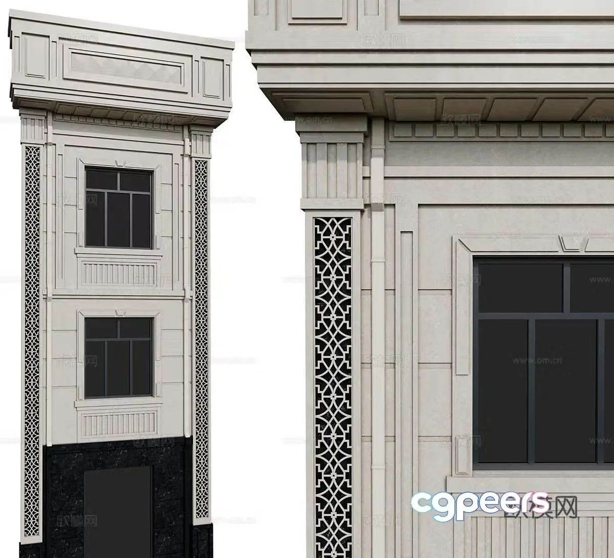 Simple European building exterior wall building exterior wall structure exterior wall carving carved wall 3D model
